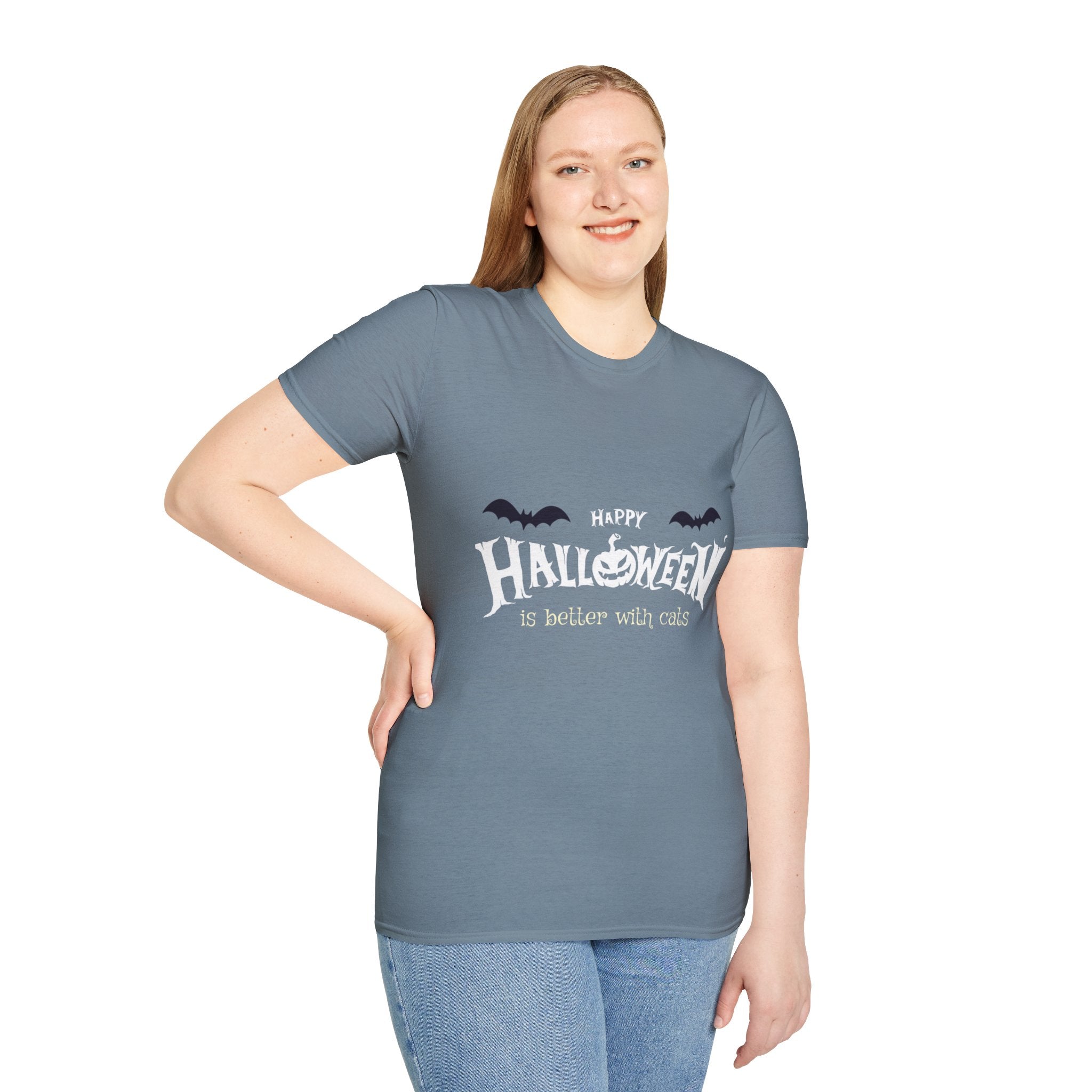 Halloween with Witch's Cats | Unisex Softstyle T-Shirt