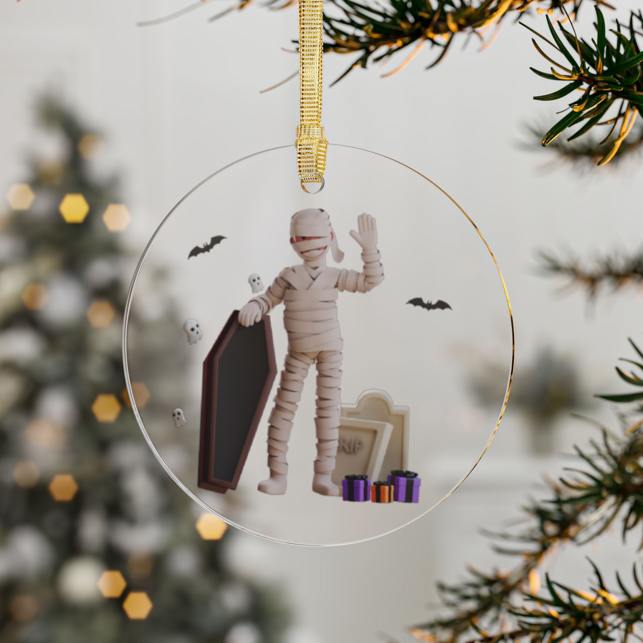 Friendly Mummy Halloween Greetings | Acrylic Ornaments