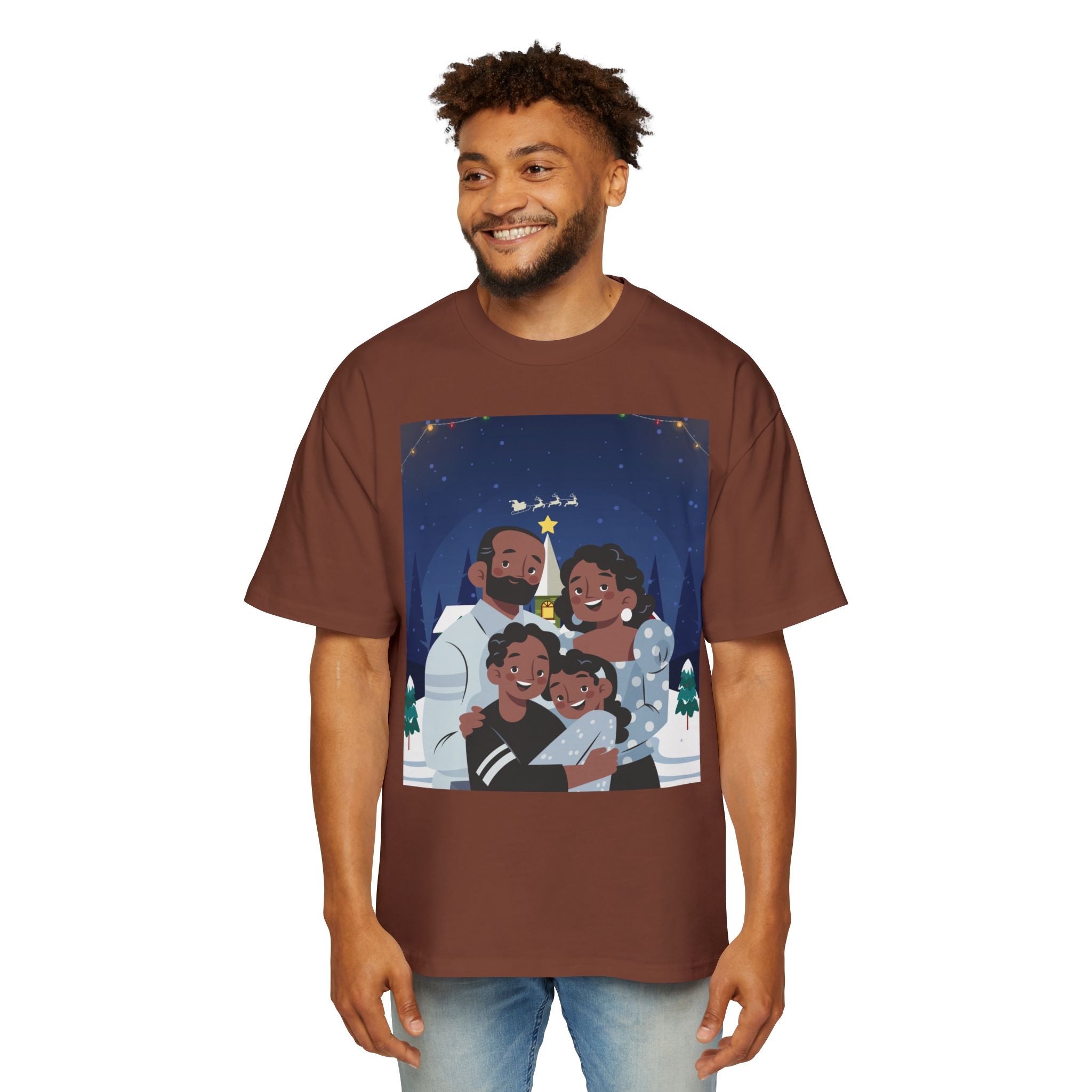 Happy Christmas Family | Men's Heavy Oversized Tee