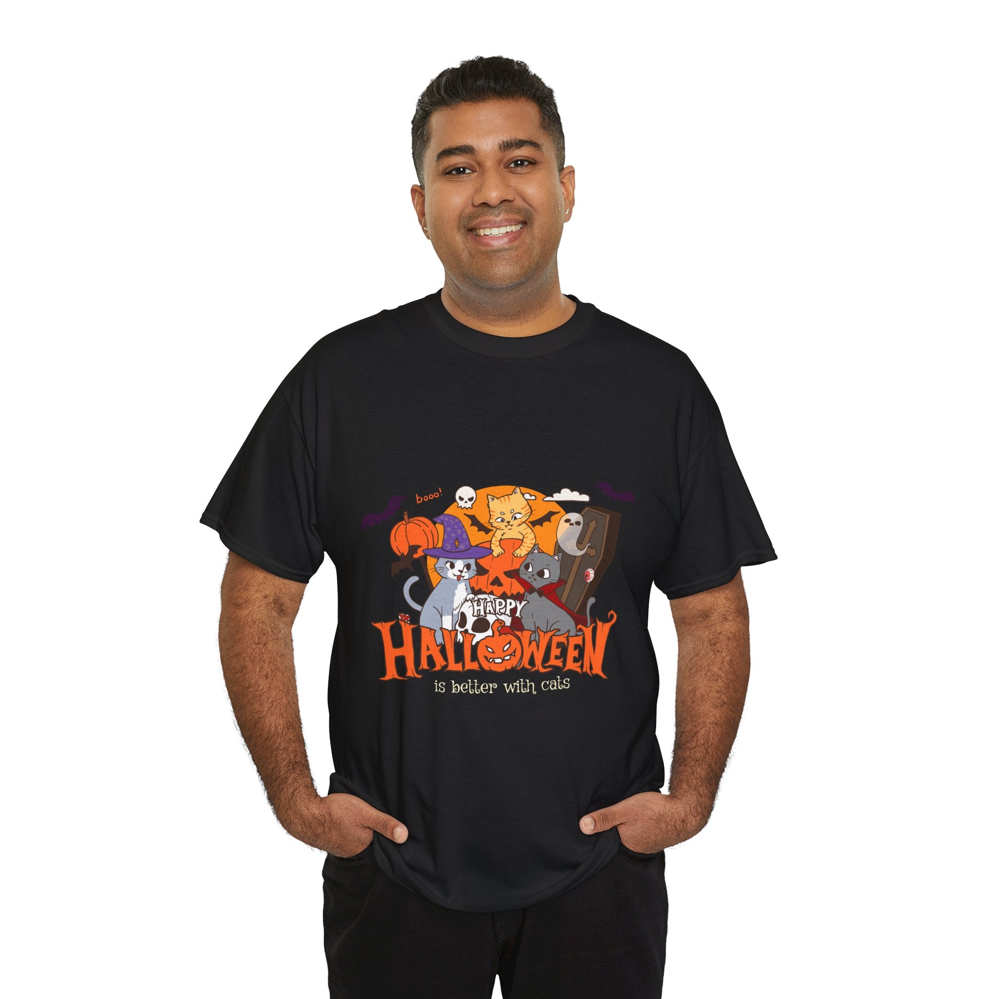 Halloween is Better with Cats | Unisex Heavy Cotton Tee