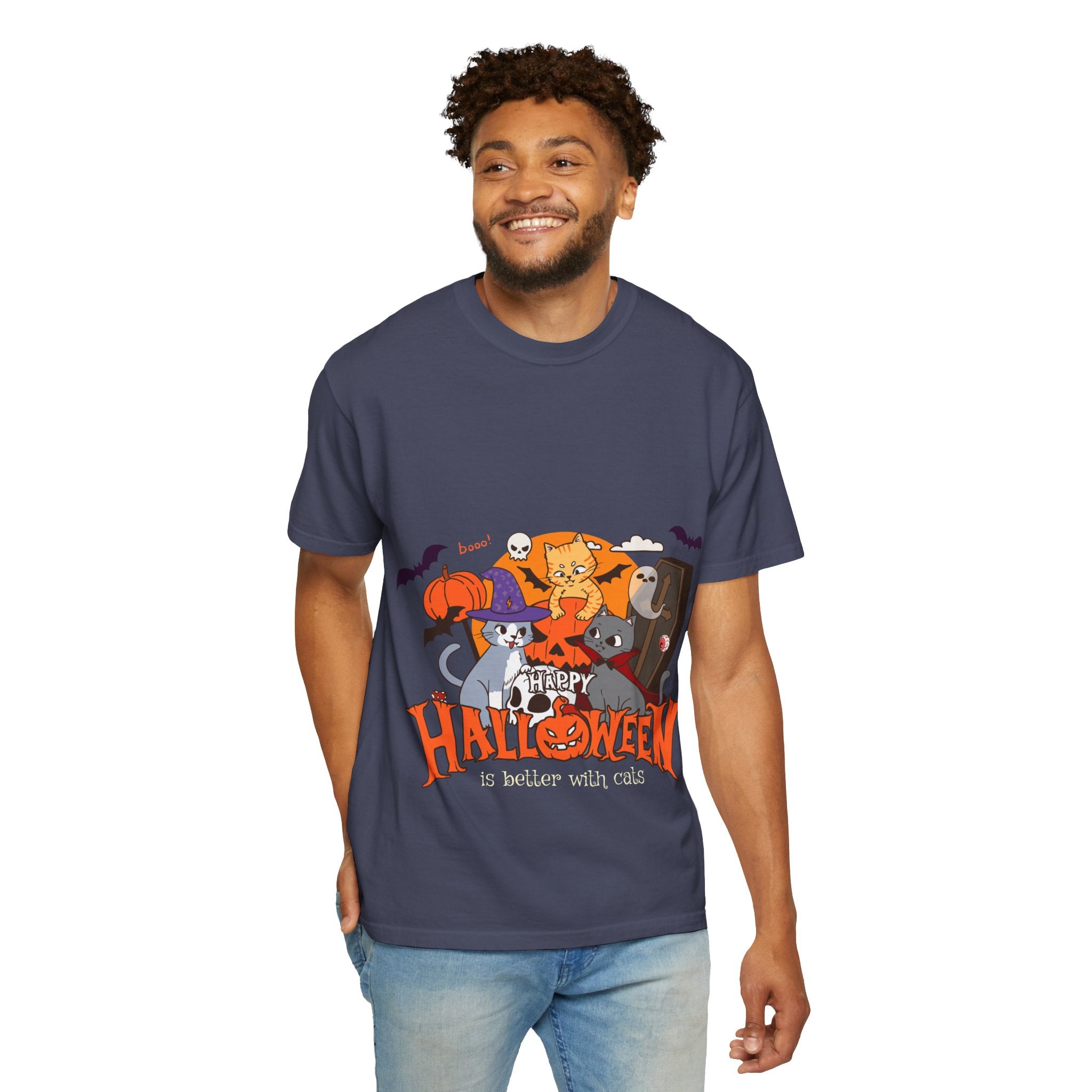 Halloween is Better with Cats | Unisex Garment-Dyed T-shirt