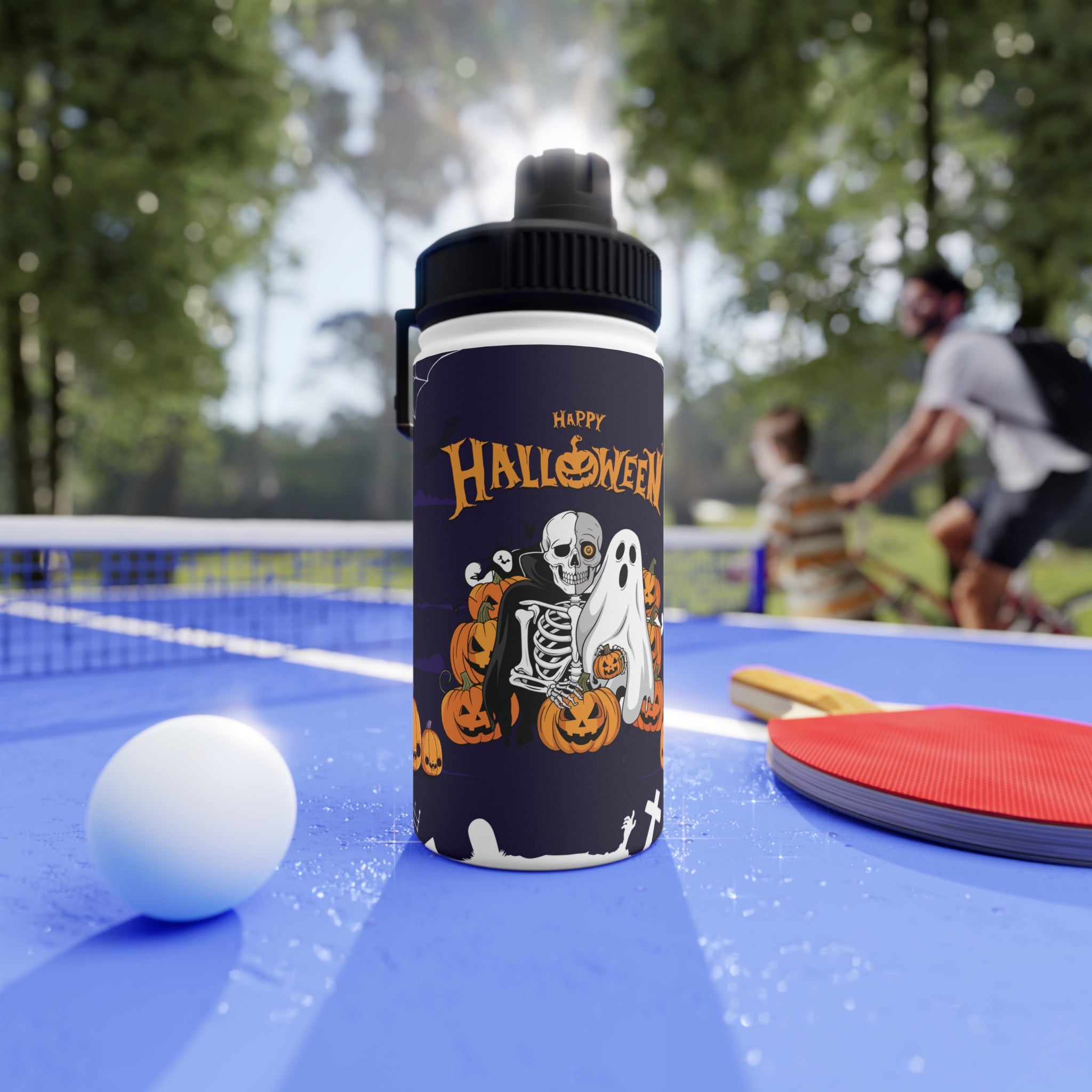 Halloween is Better with Skeleton | Stainless Steel Water Bottle, Sports Lid