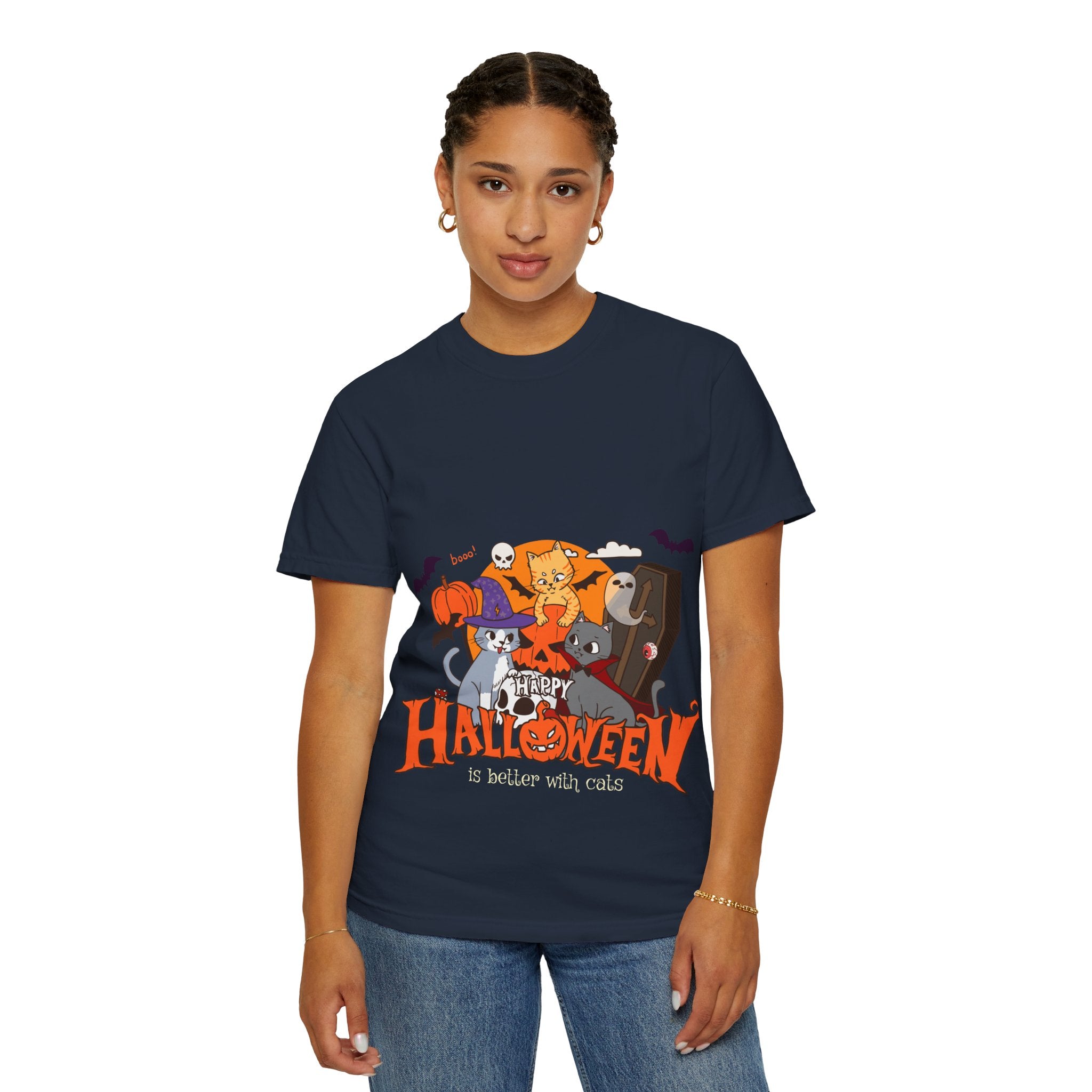 Halloween is Better with Cats | Unisex Garment-Dyed T-shirt