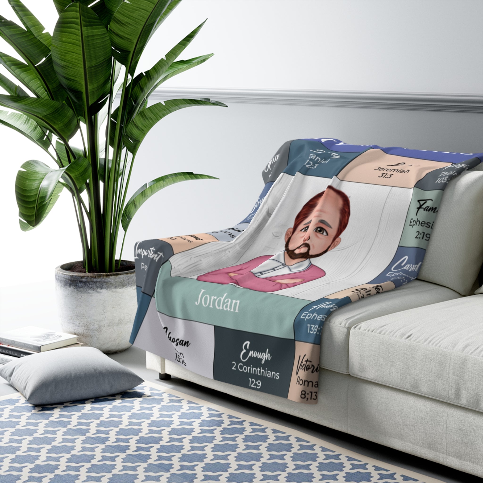 Personalized Christian Blanket with Bible Verses and Custom Portrait | Arctic Fleece Blanket