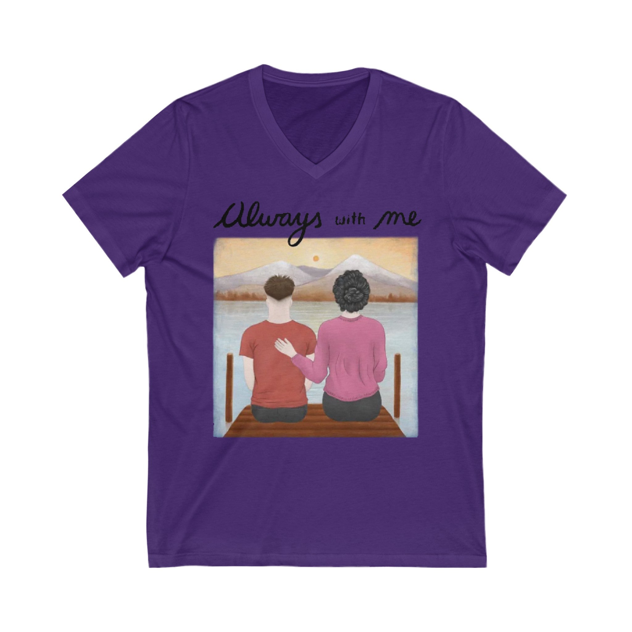 Always with me | Unisex Jersey Short Sleeve V-Neck Tee