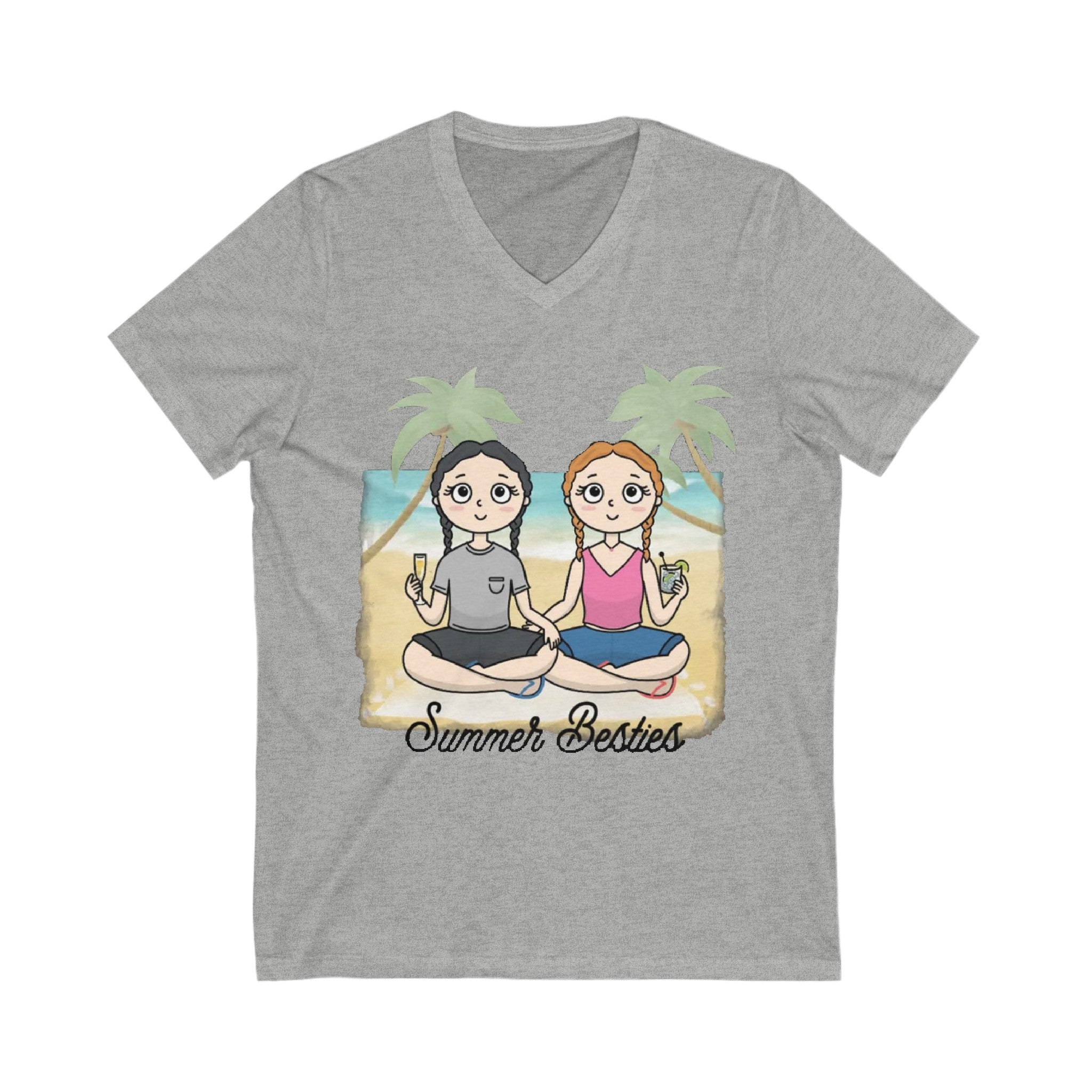 Summer Besties | Unisex Jersey Short Sleeve V-Neck Tee