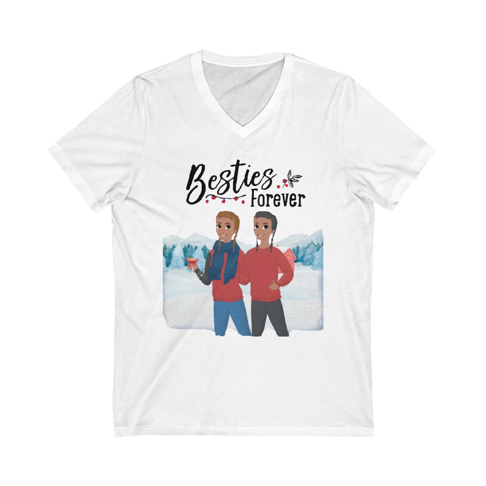 Besties forever | Unisex Jersey Short Sleeve V-Neck Tee
