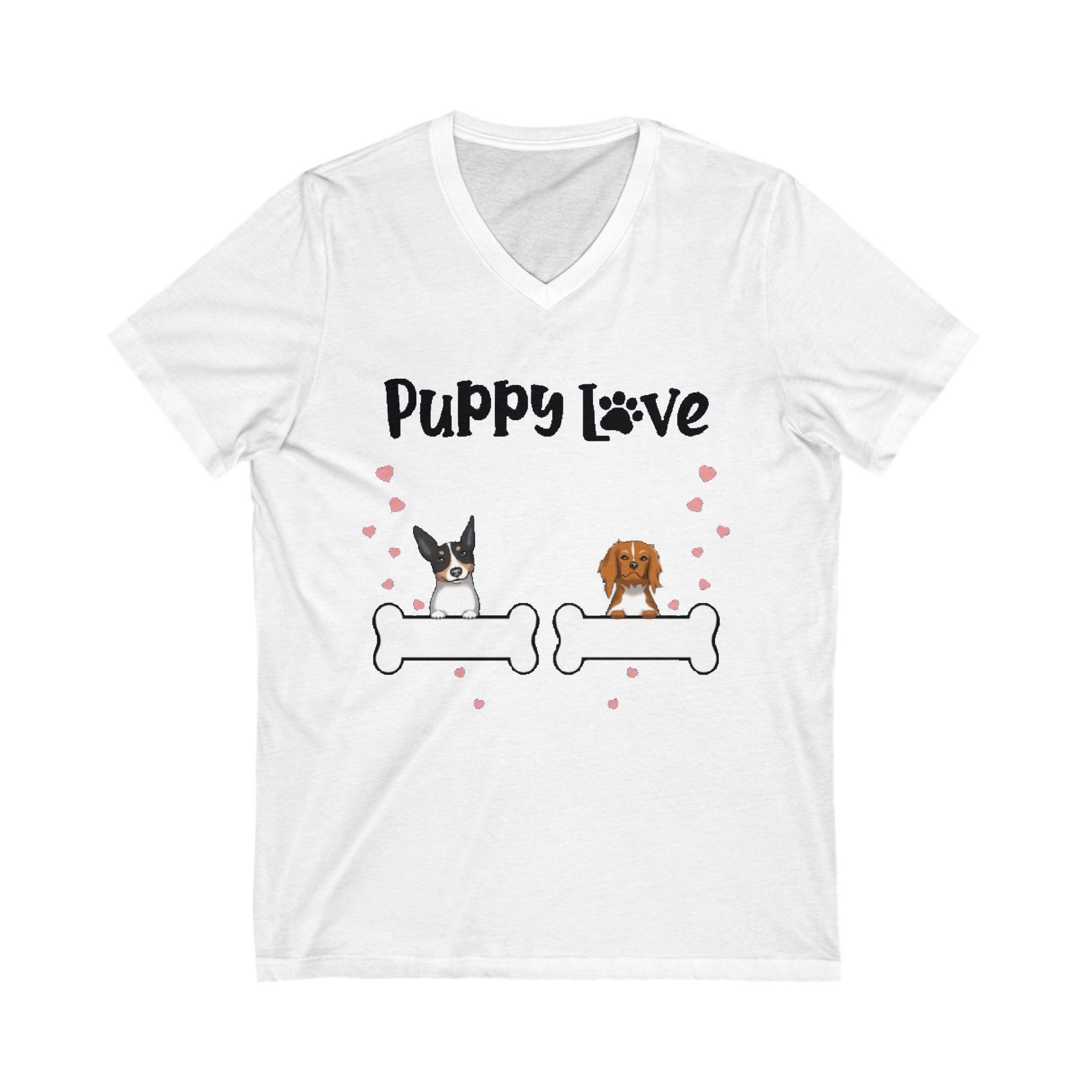 Puppy Love | Unisex Jersey Short Sleeve V-Neck Tee