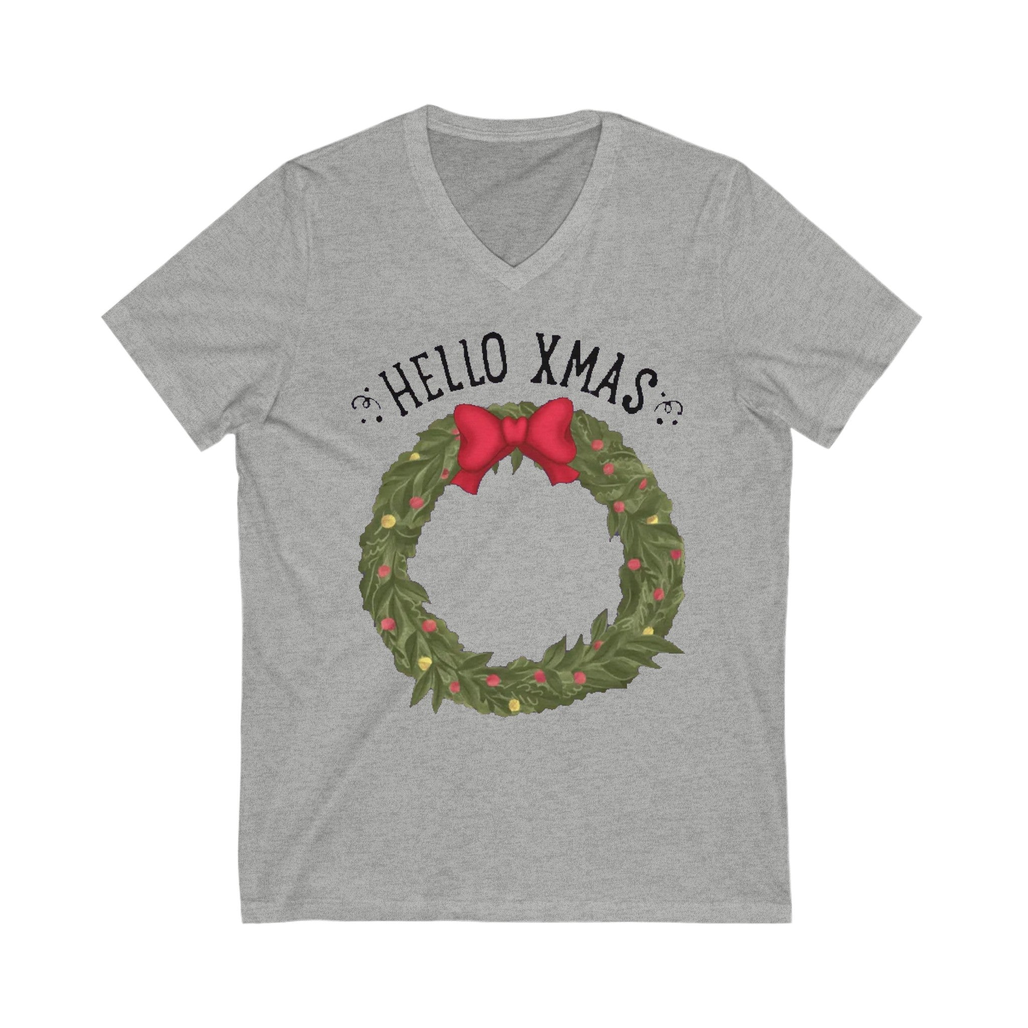 Hello XMAS | Unisex Jersey Short Sleeve V-Neck Tee