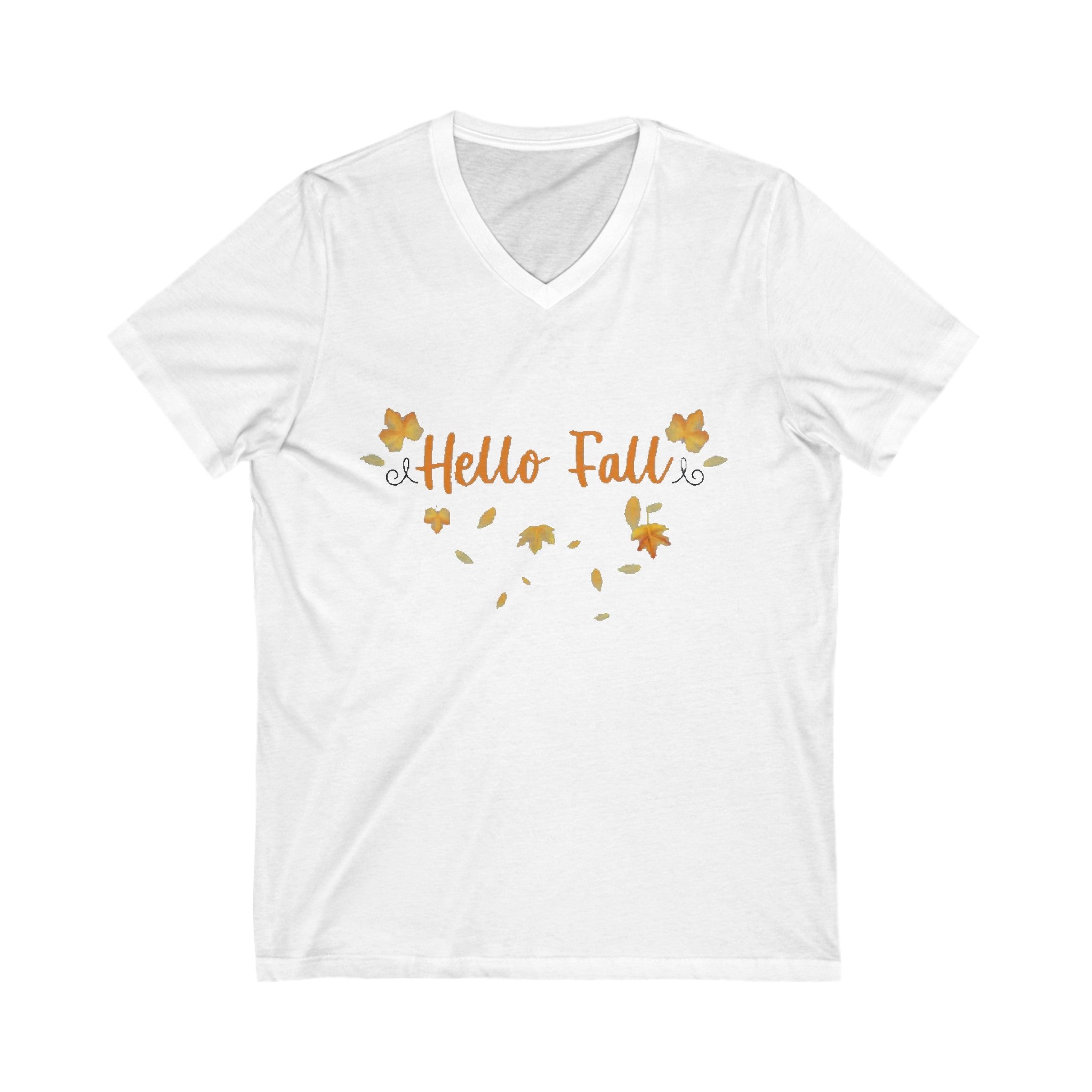 Hello Fall | Unisex Jersey Short Sleeve V-Neck Tee