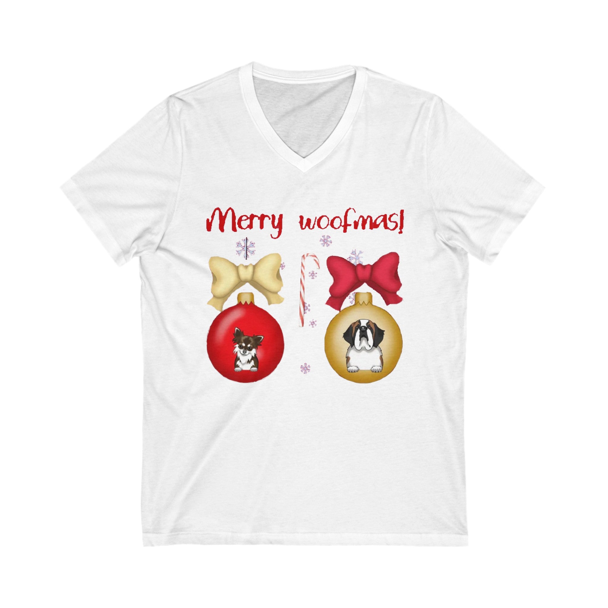 Merry Woofmas! | Unisex Jersey Short Sleeve V-Neck Tee