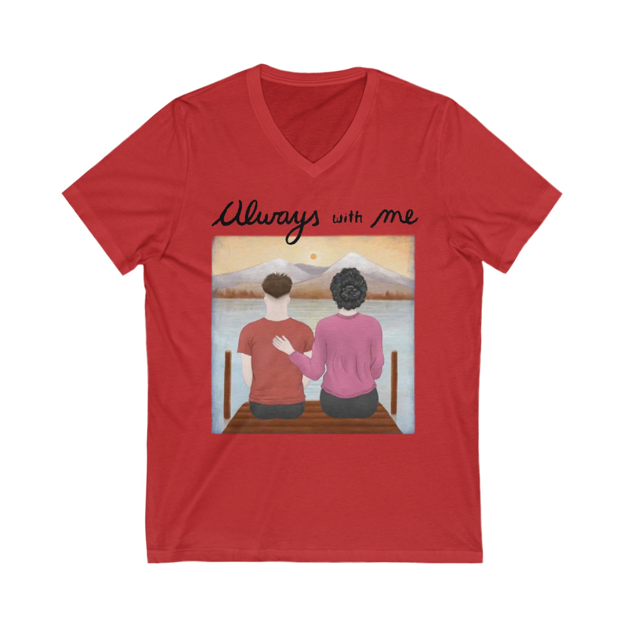 Always with me | Unisex Jersey Short Sleeve V-Neck Tee