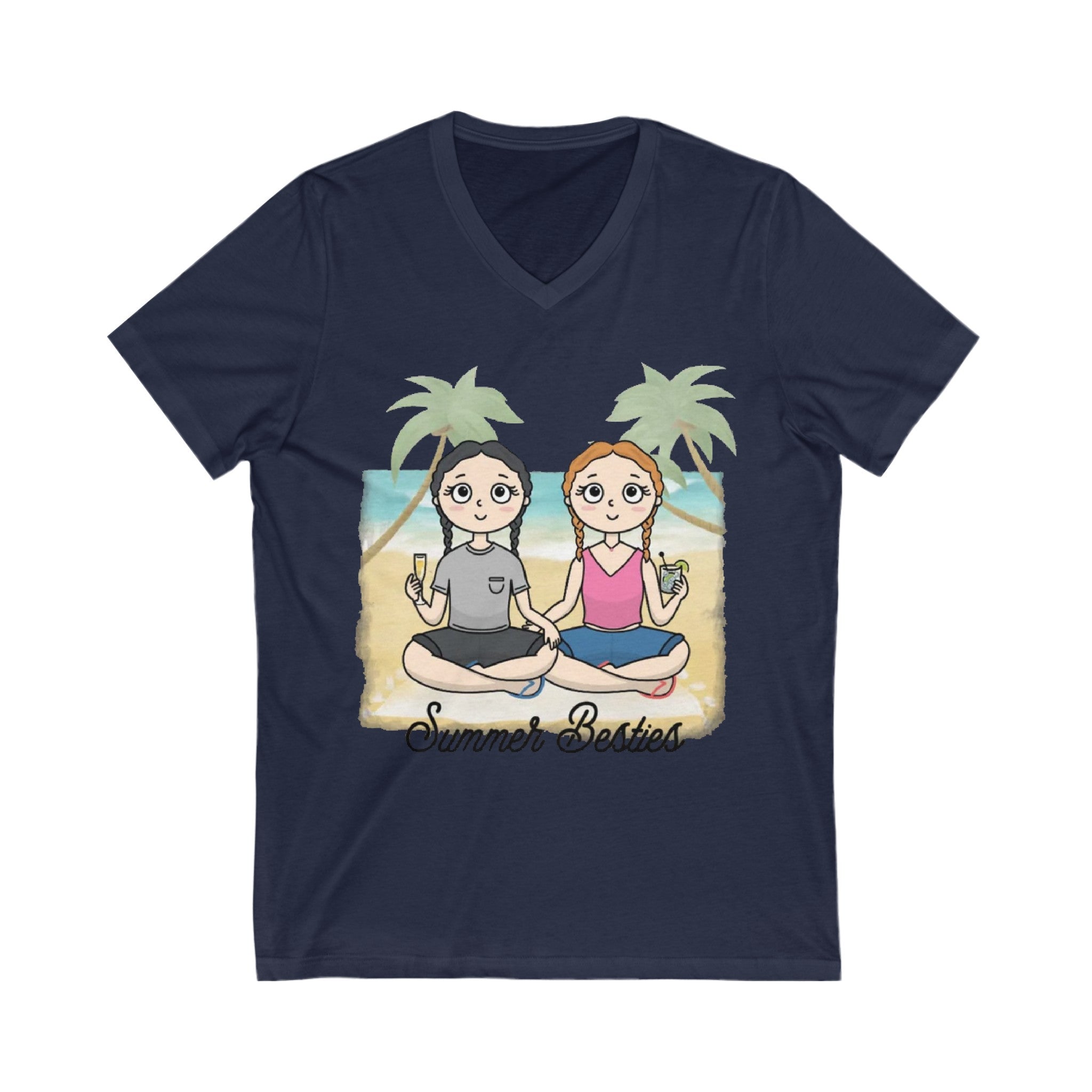 Summer Besties | Unisex Jersey Short Sleeve V-Neck Tee