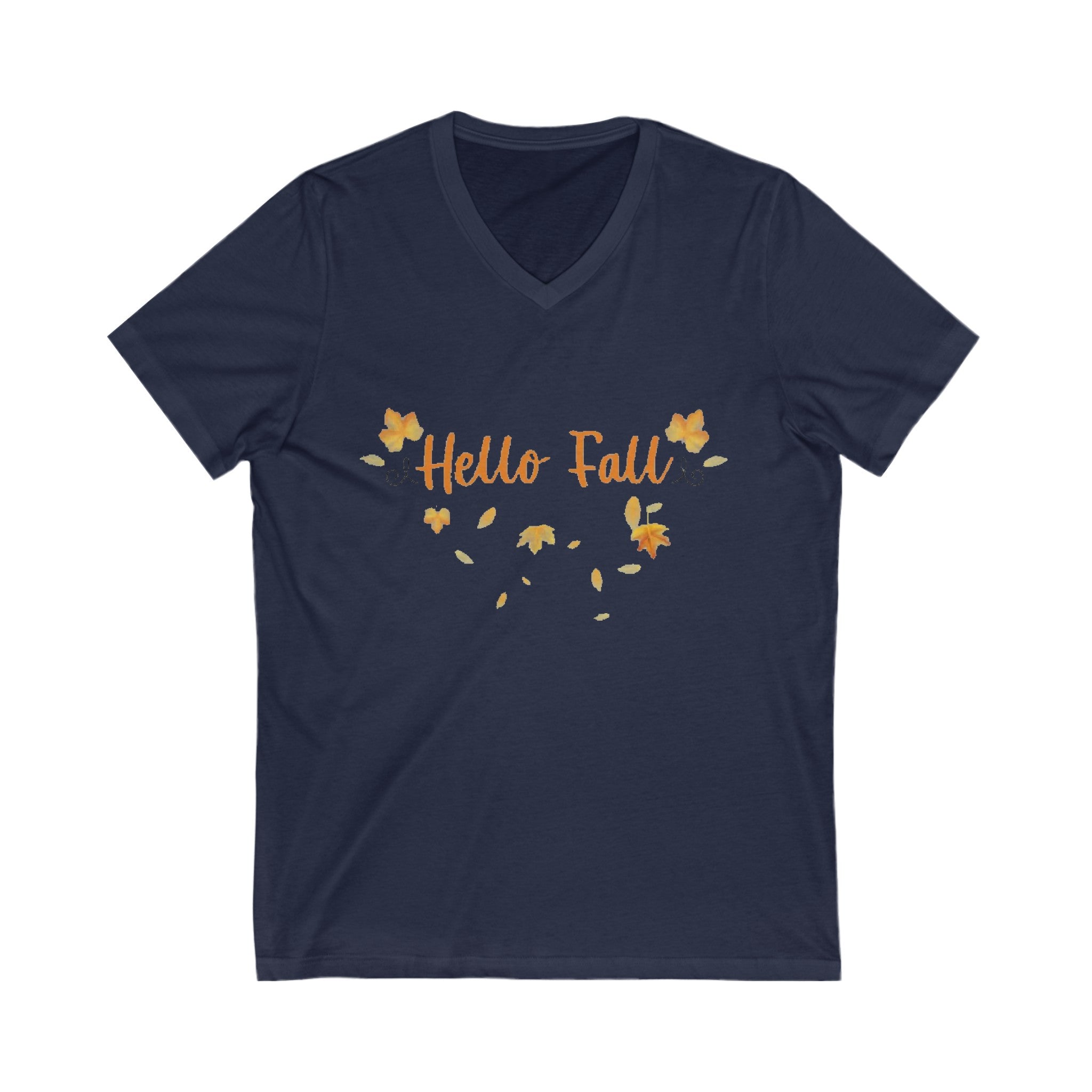 Hello Fall | Unisex Jersey Short Sleeve V-Neck Tee