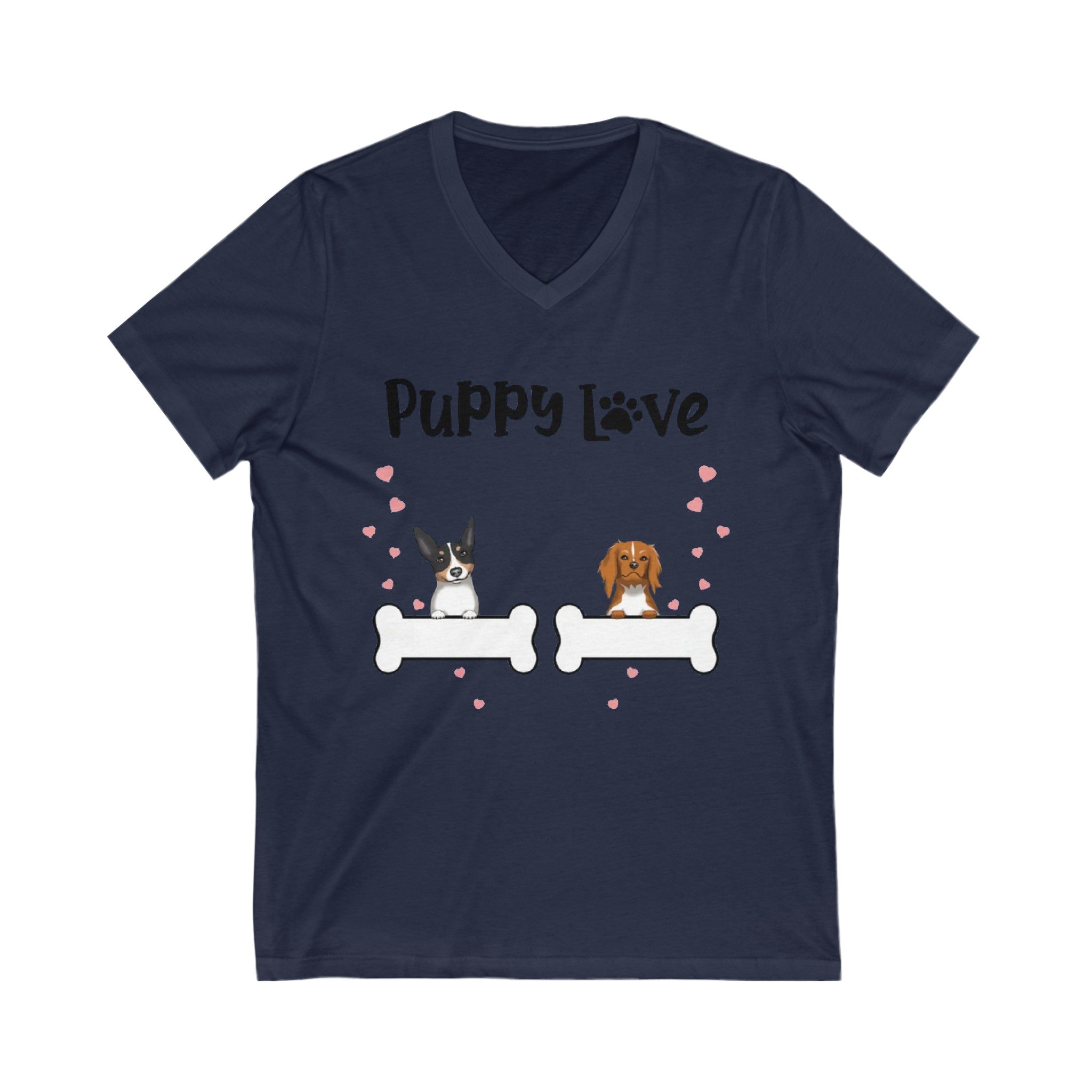Puppy Love | Unisex Jersey Short Sleeve V-Neck Tee