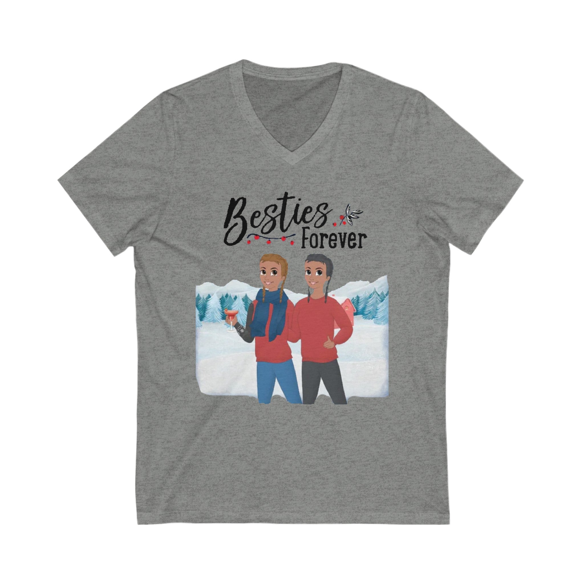Besties forever | Unisex Jersey Short Sleeve V-Neck Tee