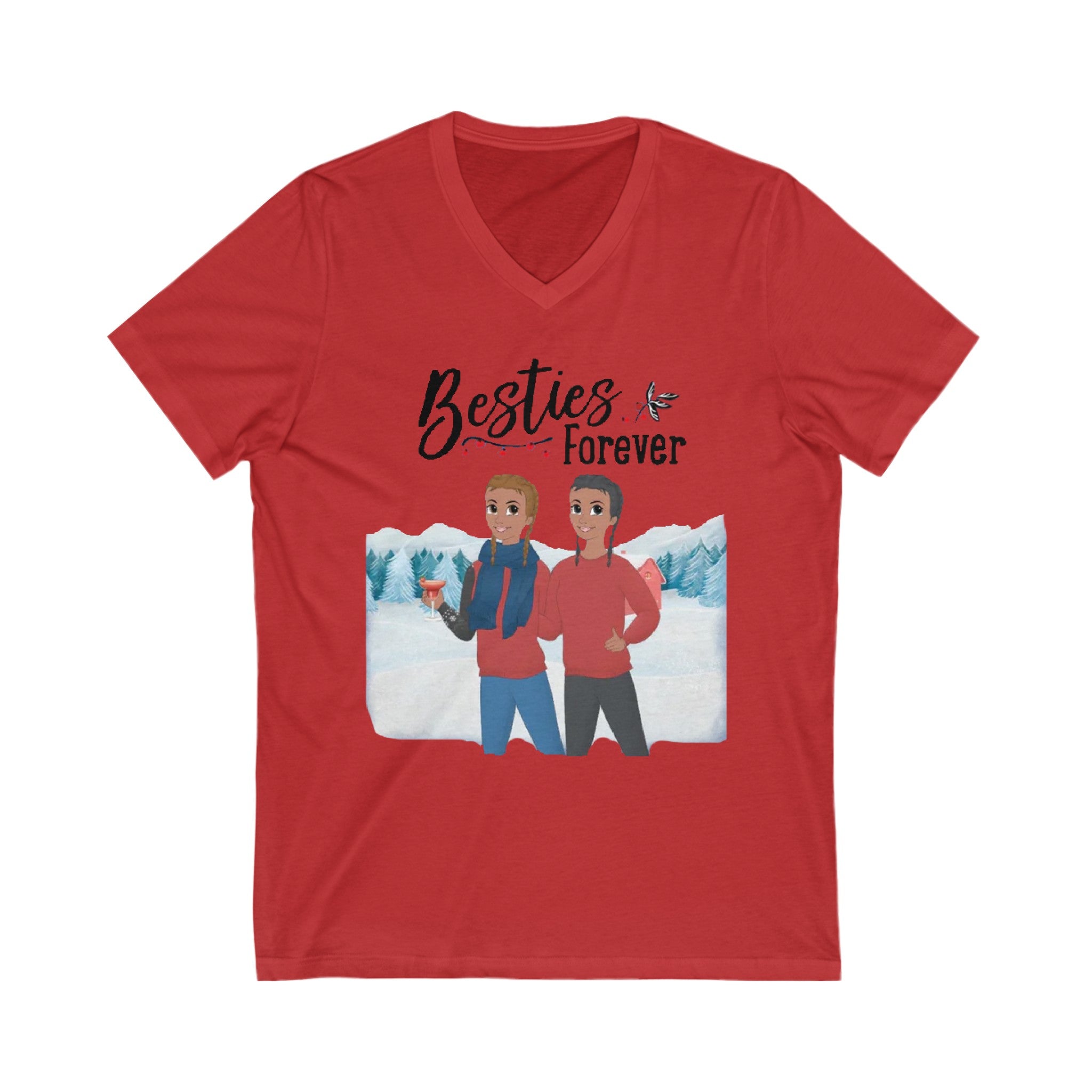 Besties forever | Unisex Jersey Short Sleeve V-Neck Tee