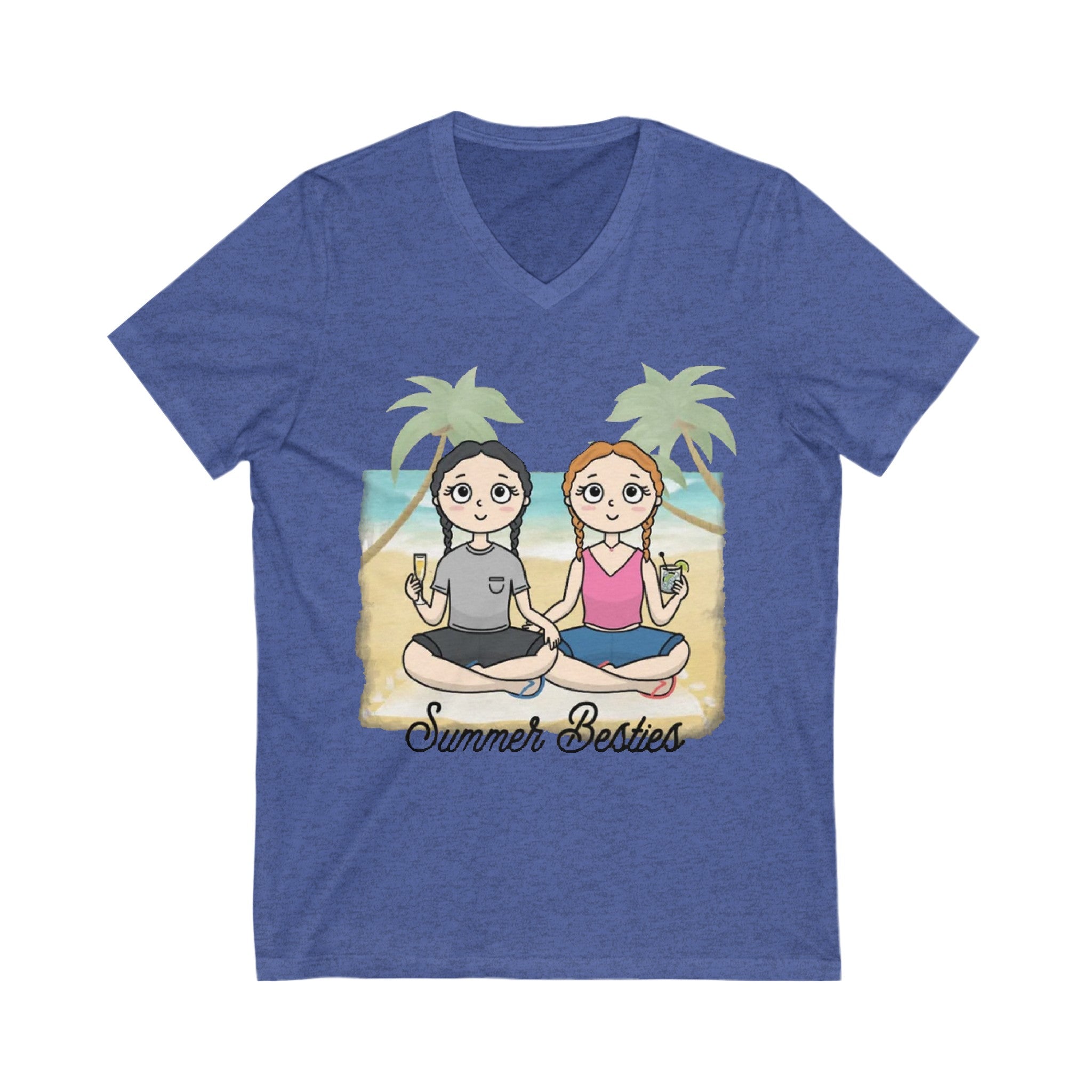 Summer Besties | Unisex Jersey Short Sleeve V-Neck Tee