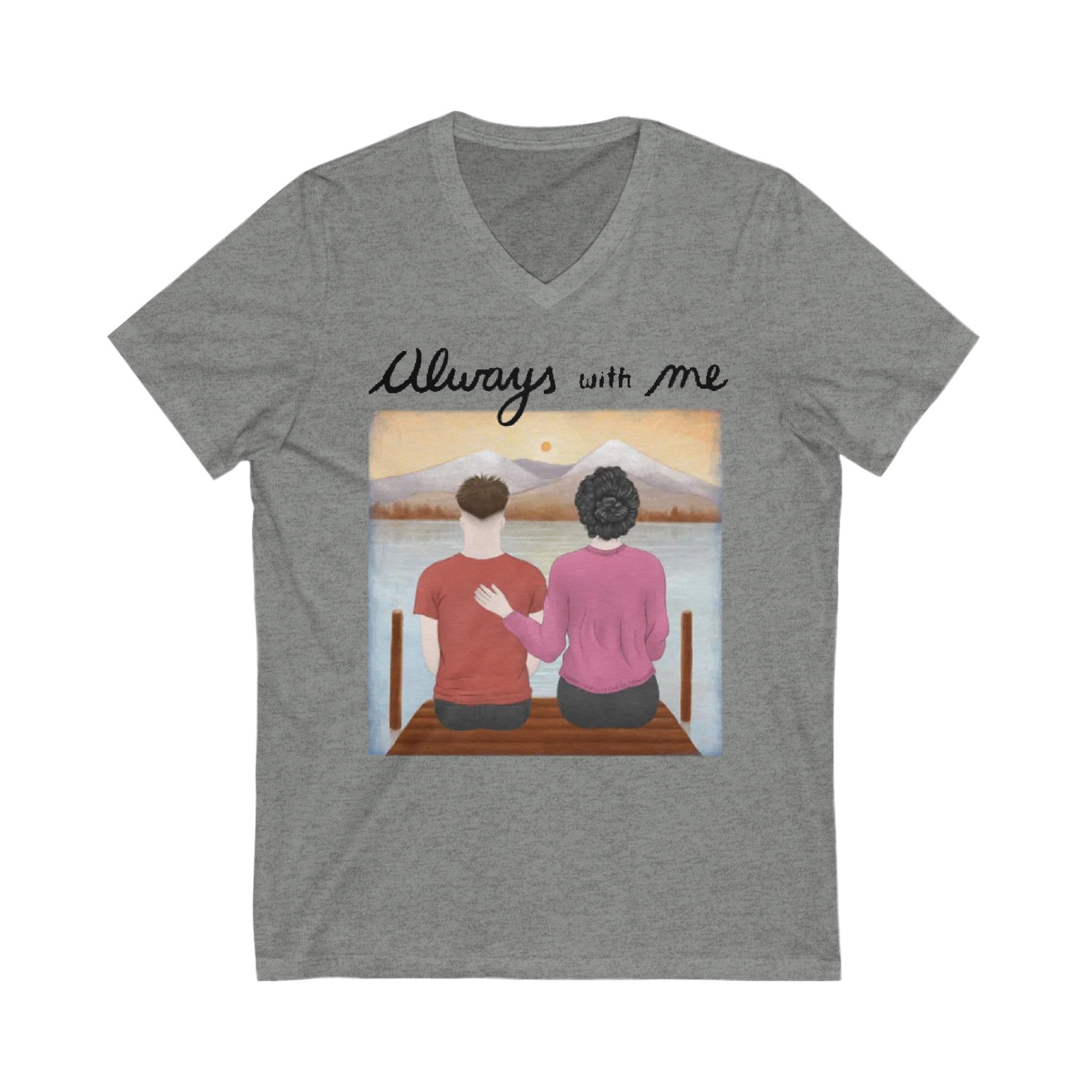Always with me | Unisex Jersey Short Sleeve V-Neck Tee