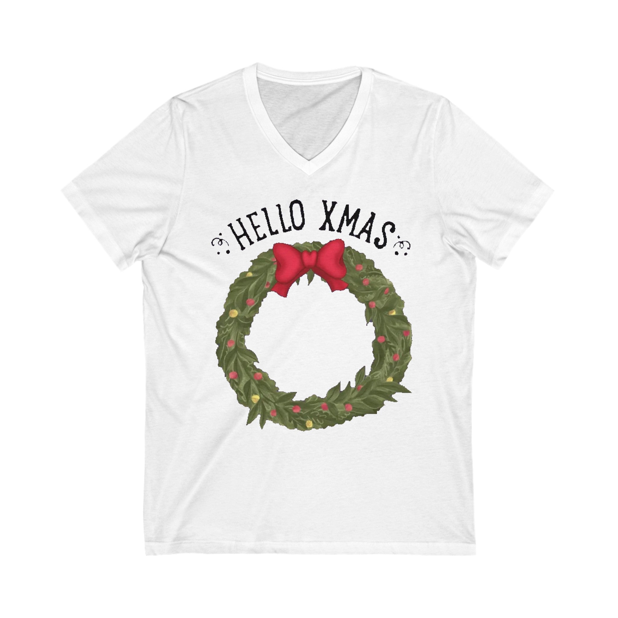 Hello XMAS | Unisex Jersey Short Sleeve V-Neck Tee