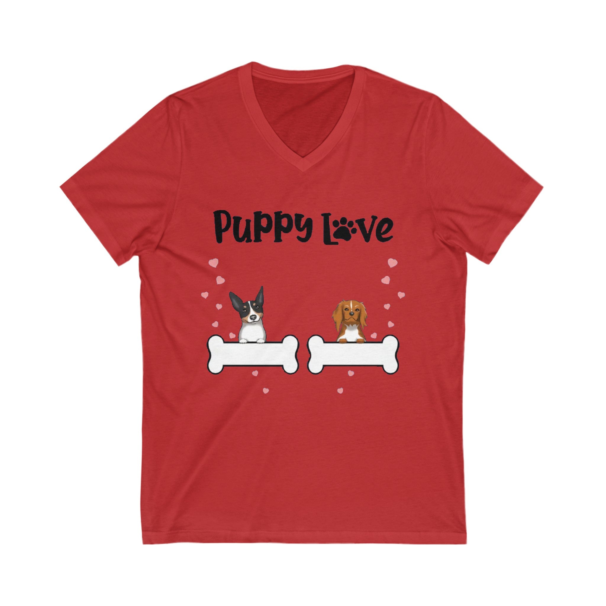 Puppy Love | Unisex Jersey Short Sleeve V-Neck Tee