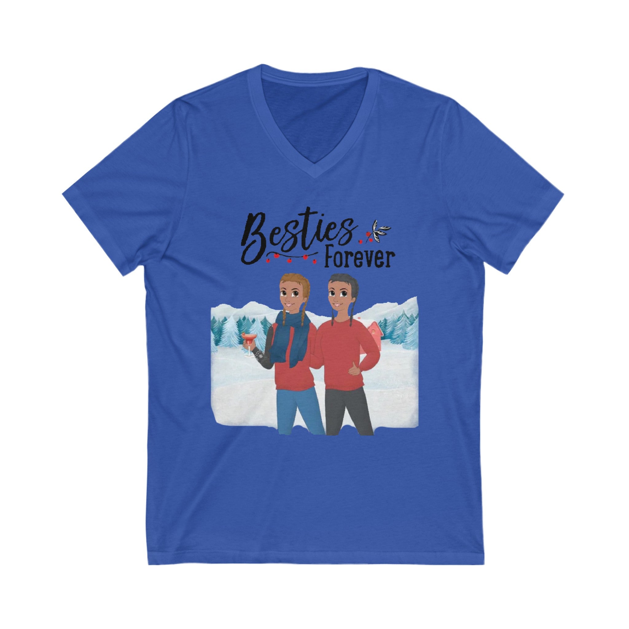 Besties forever | Unisex Jersey Short Sleeve V-Neck Tee