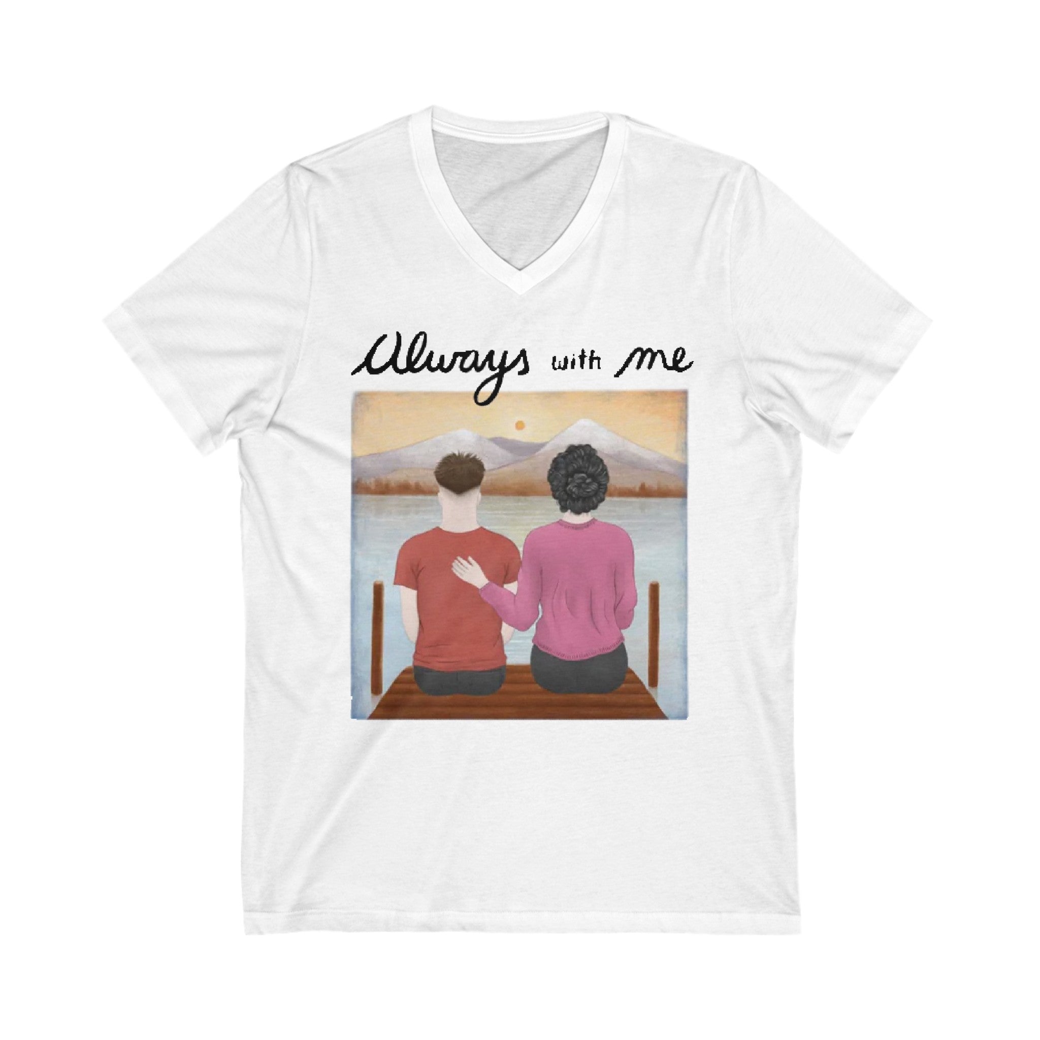 Always with me | Unisex Jersey Short Sleeve V-Neck Tee