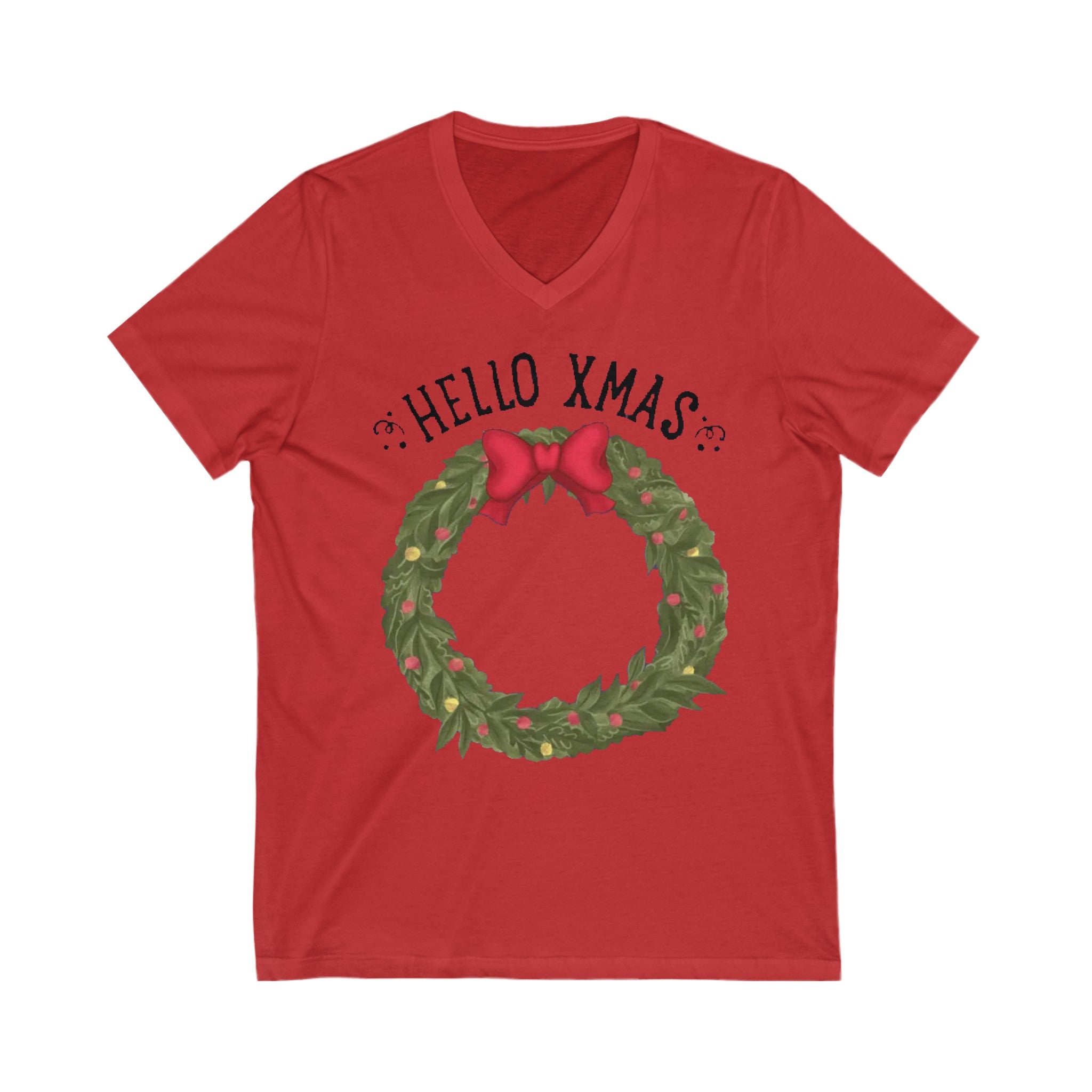 Hello XMAS | Unisex Jersey Short Sleeve V-Neck Tee