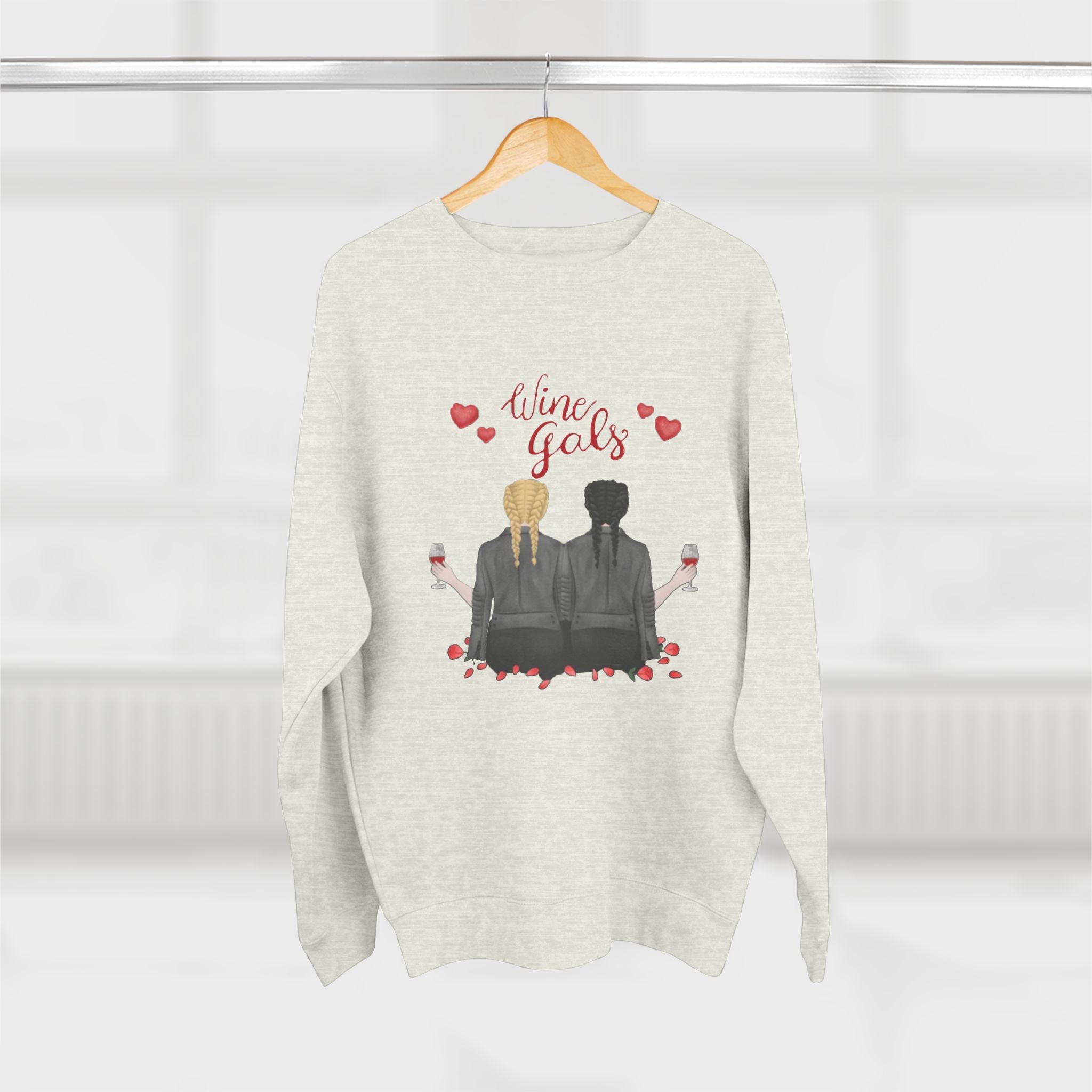 Wine Glass with Sister | Unisex Crewneck Sweatshirt