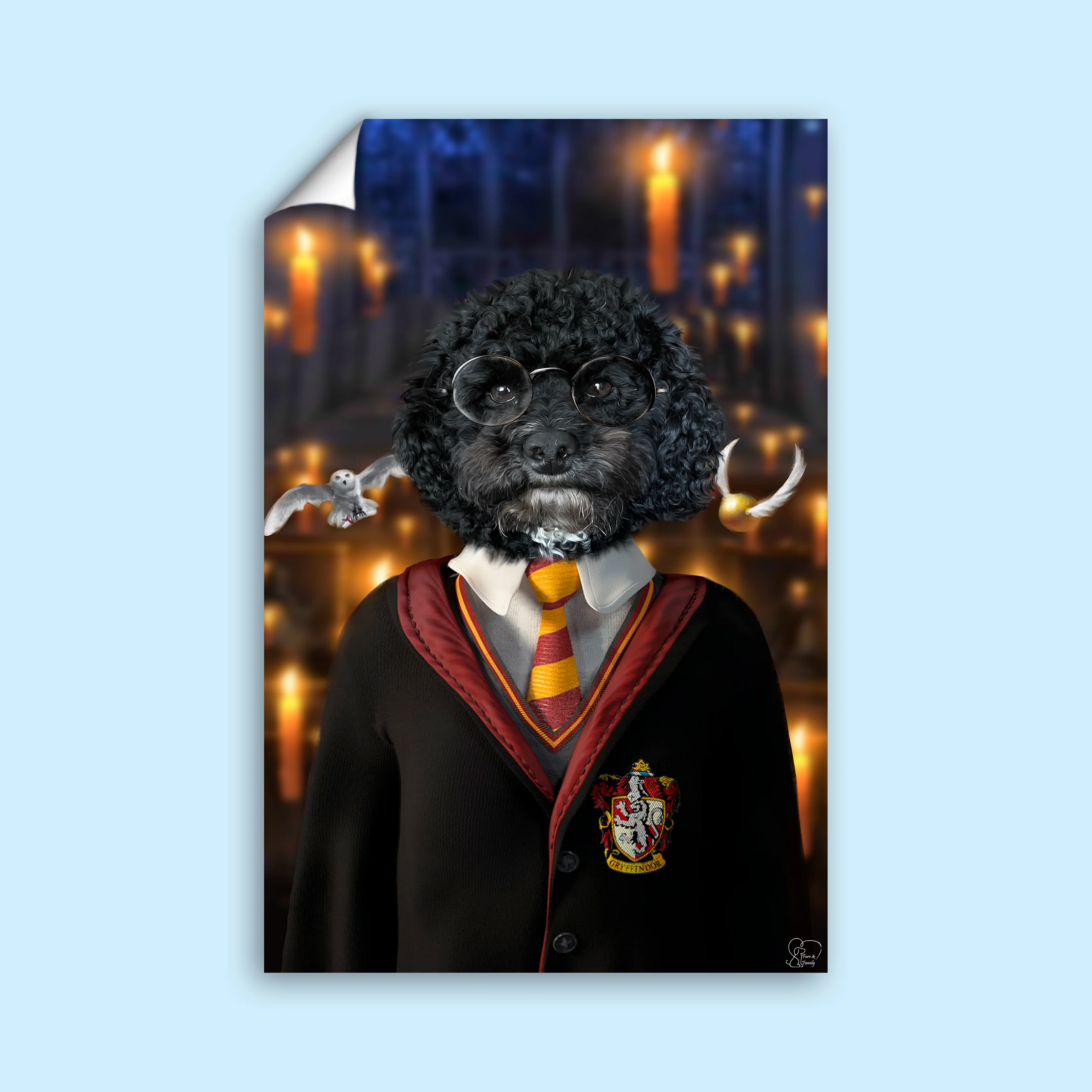 Harry Potter Gryffindor Pet Portrait – Inspired Magical Artwork