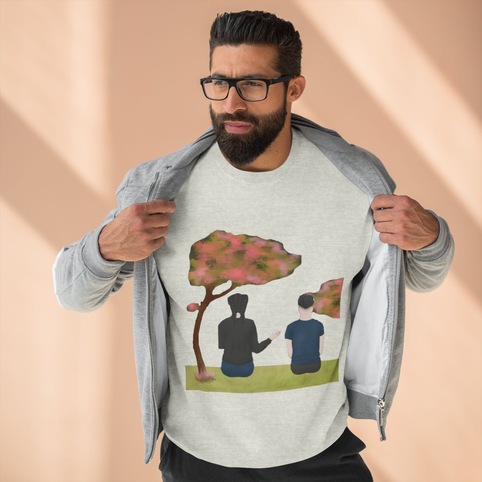 Parents with Children in Fall | Unisex Crewneck Sweatshirt