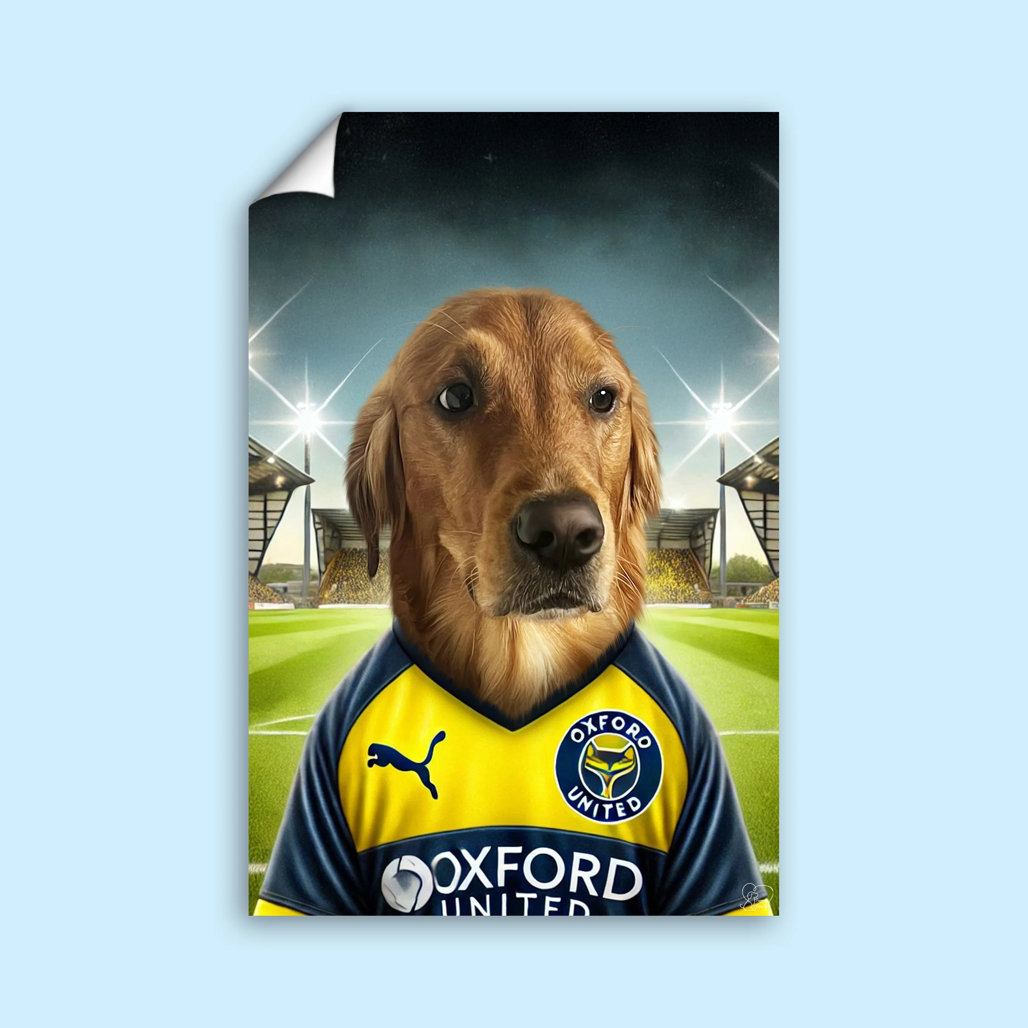 Oxford United football Star Custom Pet Portrait | Personalized Pet Sports Art