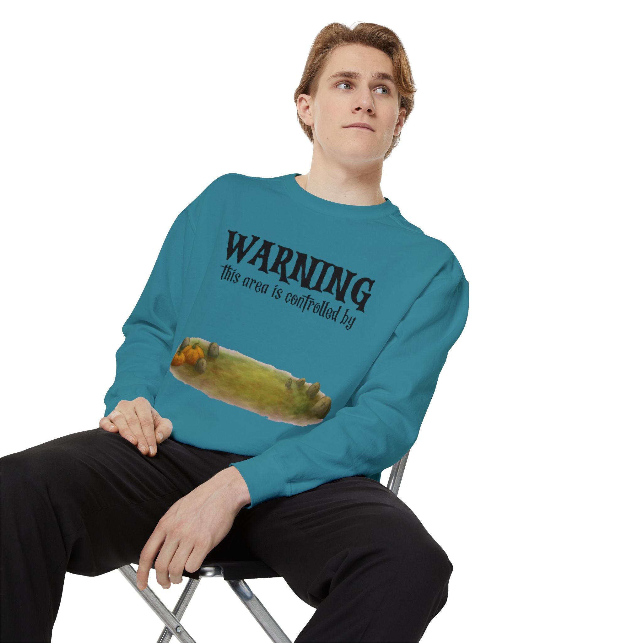 Warning this Area is Controlled by Dog | Unisex Garment-Dyed Sweatshirt