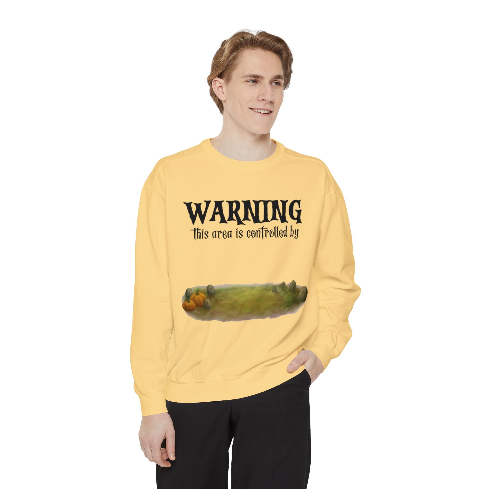 Warning this Area is Controlled by Dog | Unisex Garment-Dyed Sweatshirt