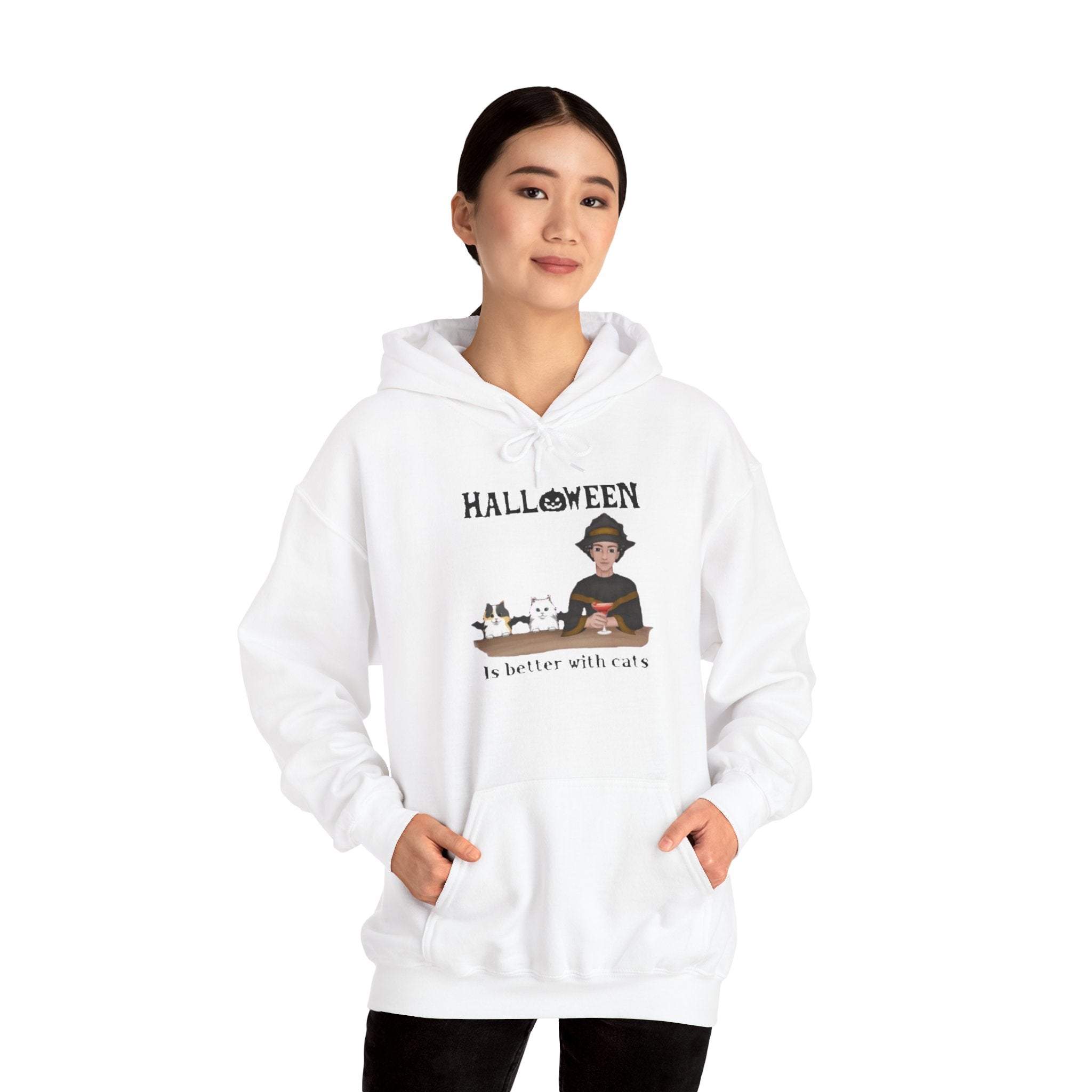 Halloween is better with Cats | Unisex Heavy Blend Hooded Sweatshirt