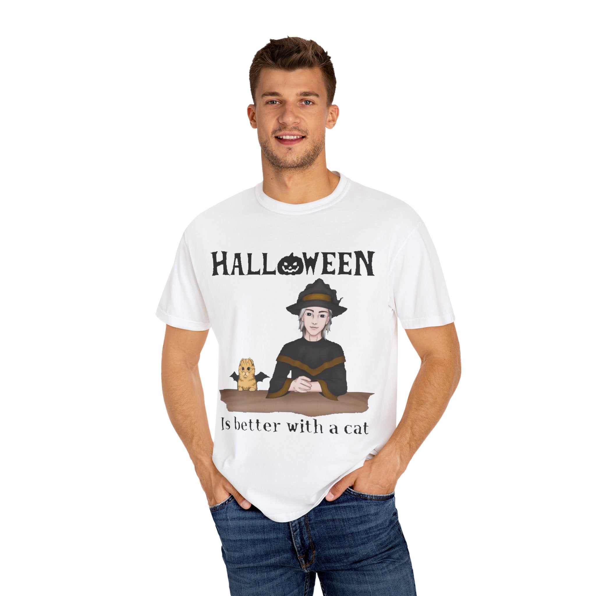 Halloween is better with Cat | Unisex Garment-Dyed T-shirt