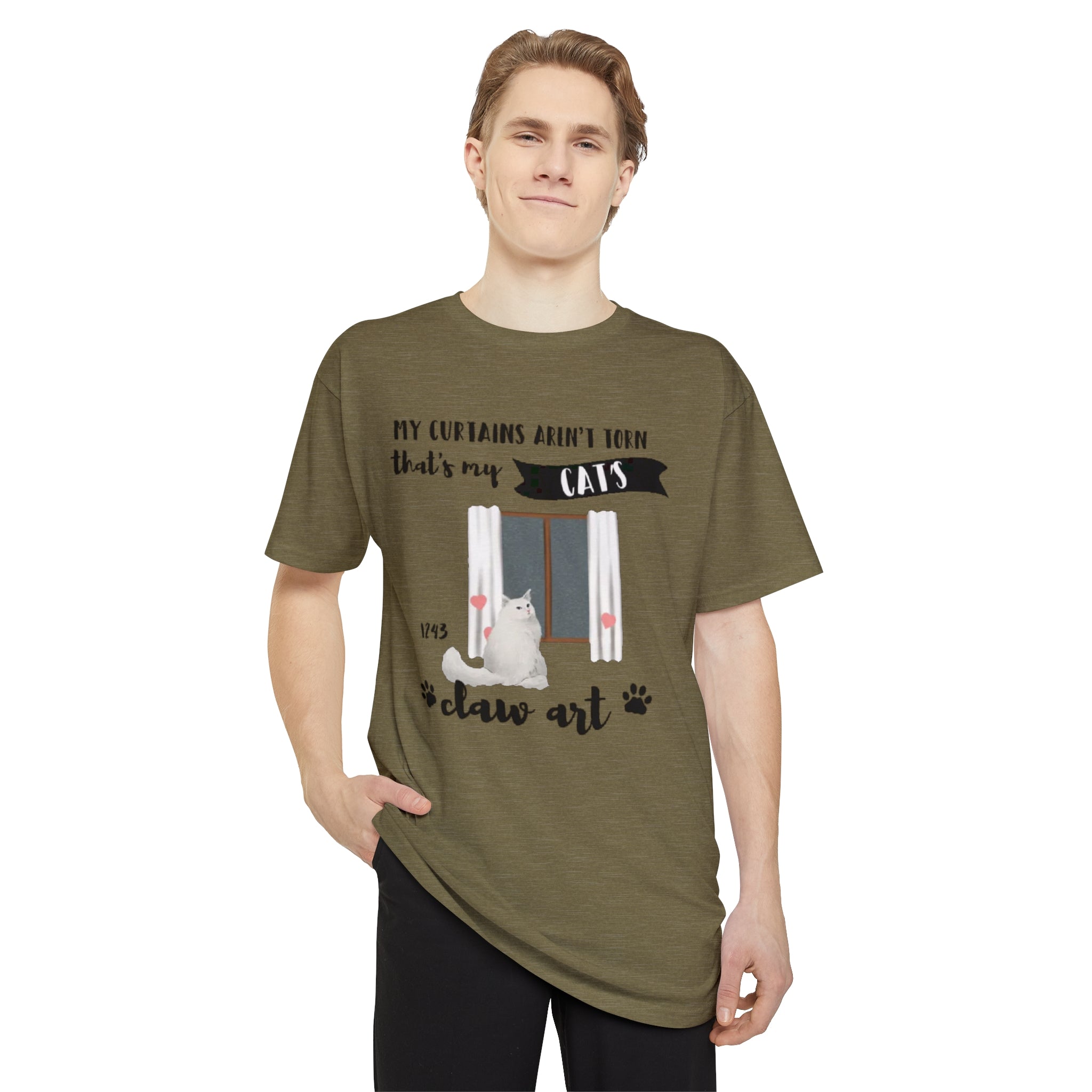 My Curtains aren't torn that is my Cat's | Unisex Long Body Urban Tee