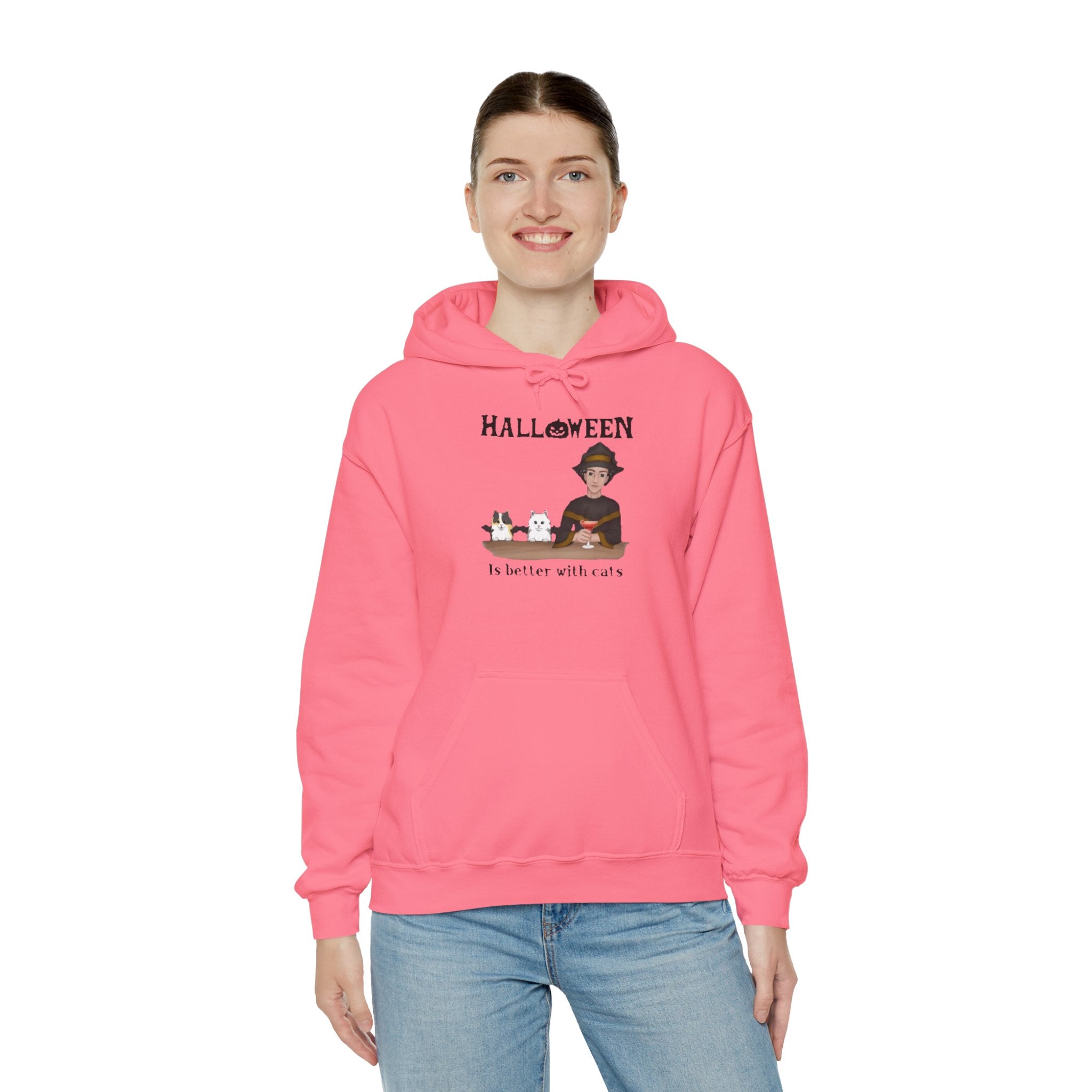 Halloween is better with Cats | Unisex Heavy Blend Hooded Sweatshirt