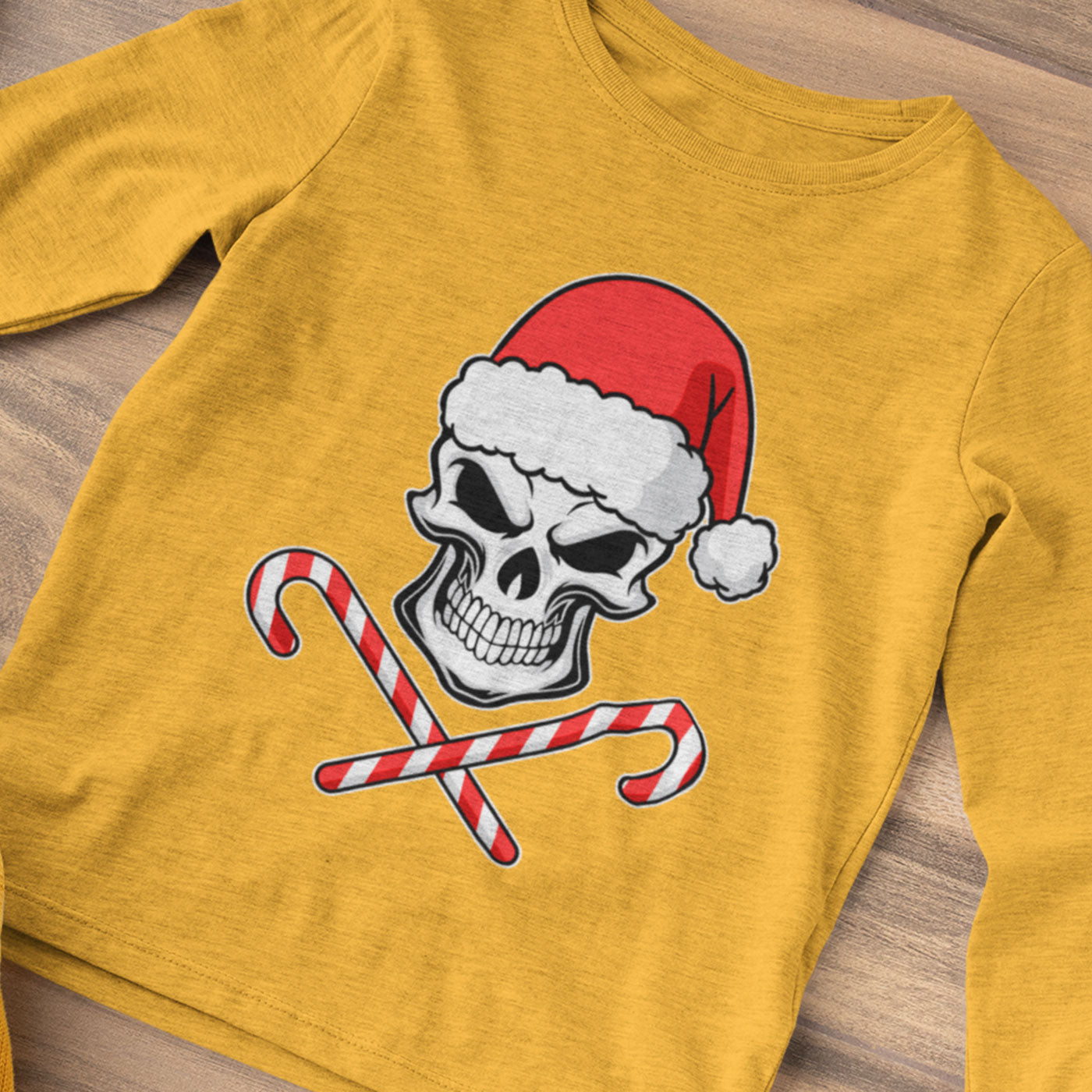 Skull with Santa Hat and Candy Canes | Edgy Christmas | Unisex Long Sleeve