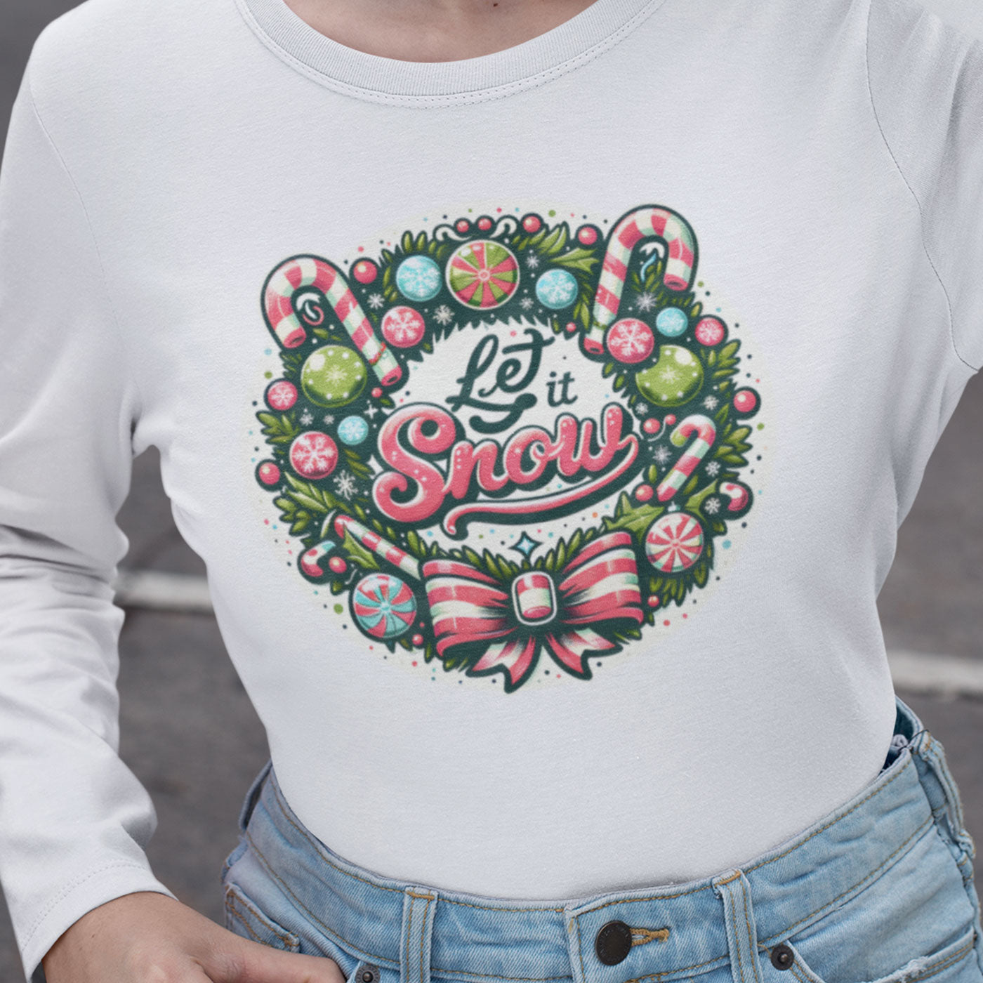 Let It Snow | Festive Christmas Wreath | Unisex Long Sleeve