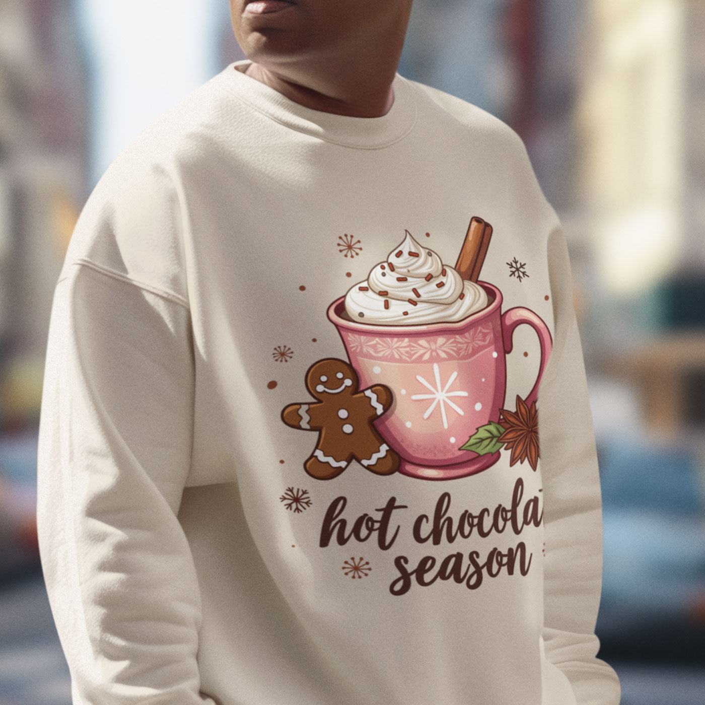 Hot Chocolate Season | Cozy Holiday Drink | Christmas | Unisex Crewneck Sweatshirts