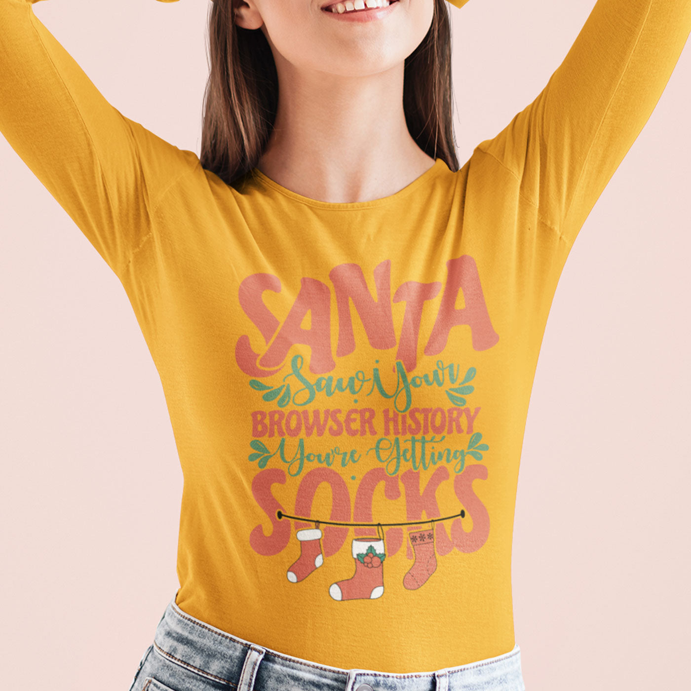 Santa Saw Your Browser History | Funny Christmas Sock | Unisex Long Sleeve