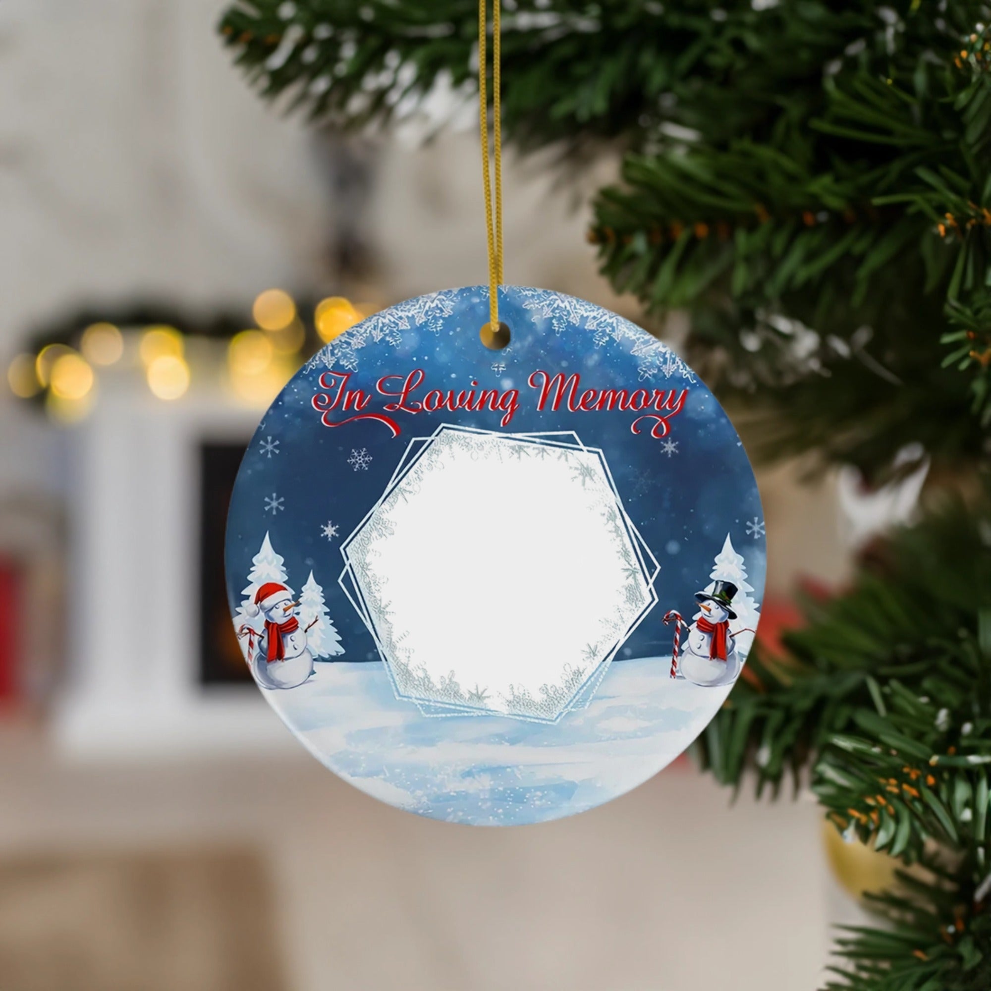 In Loving Memory with Snowman and Snowflakes | Christmas | Ceramic Ornament