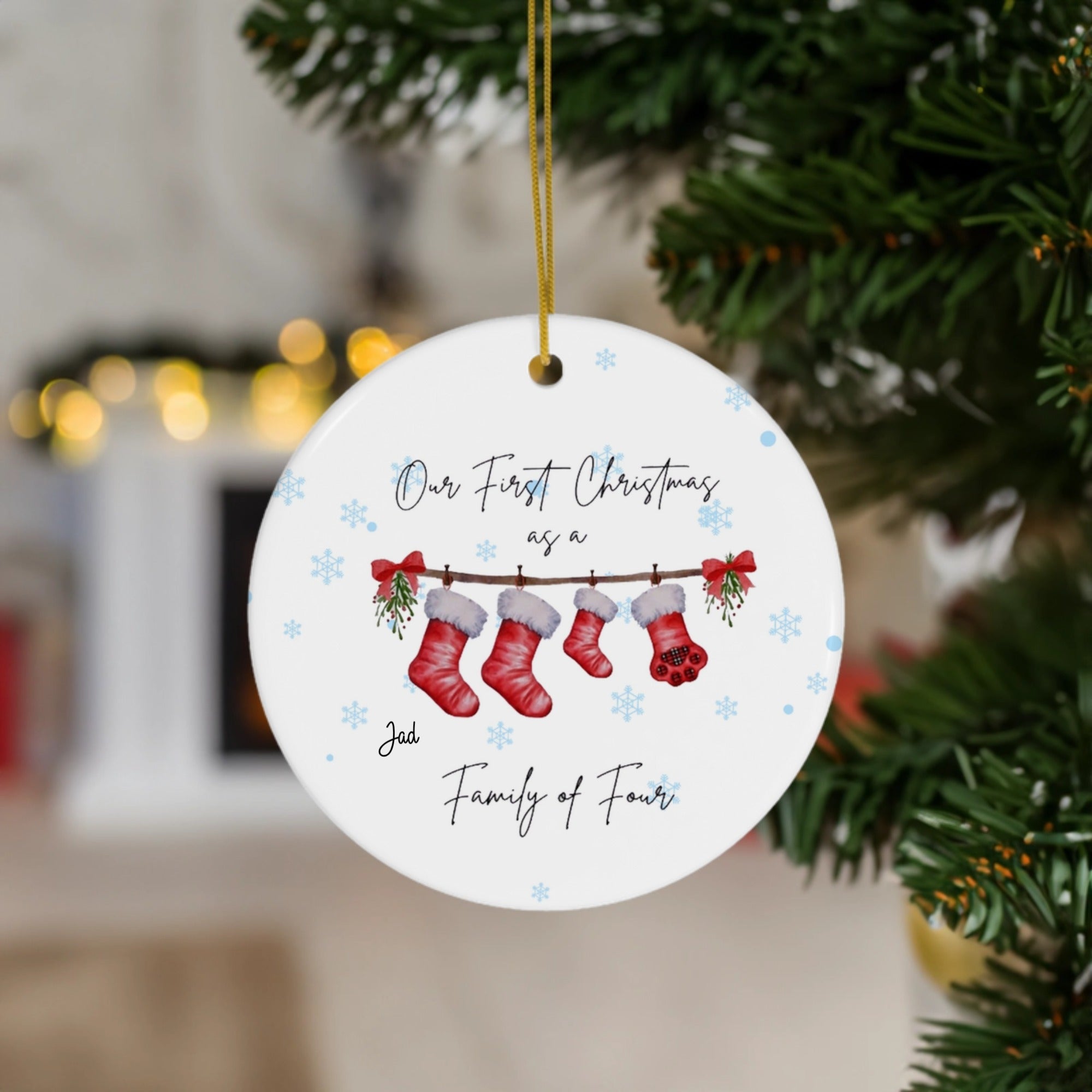Our First Christmas as a Family of Four | Celebrate Family Milestones | Ceramic Ornament