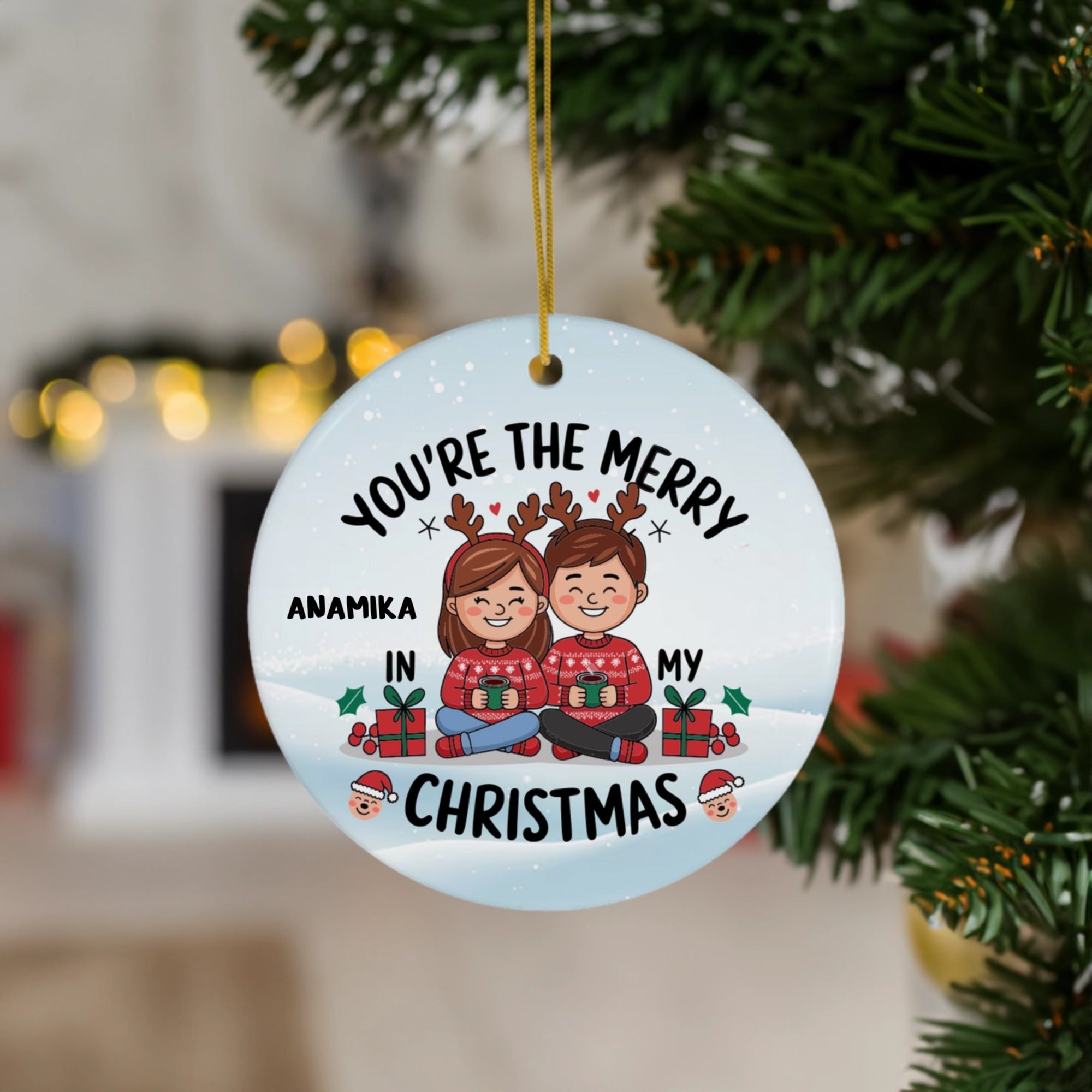 You're the Merry in My Christmas Ornament | Cute Holiday Decor for Couples | Ceramic Ornament