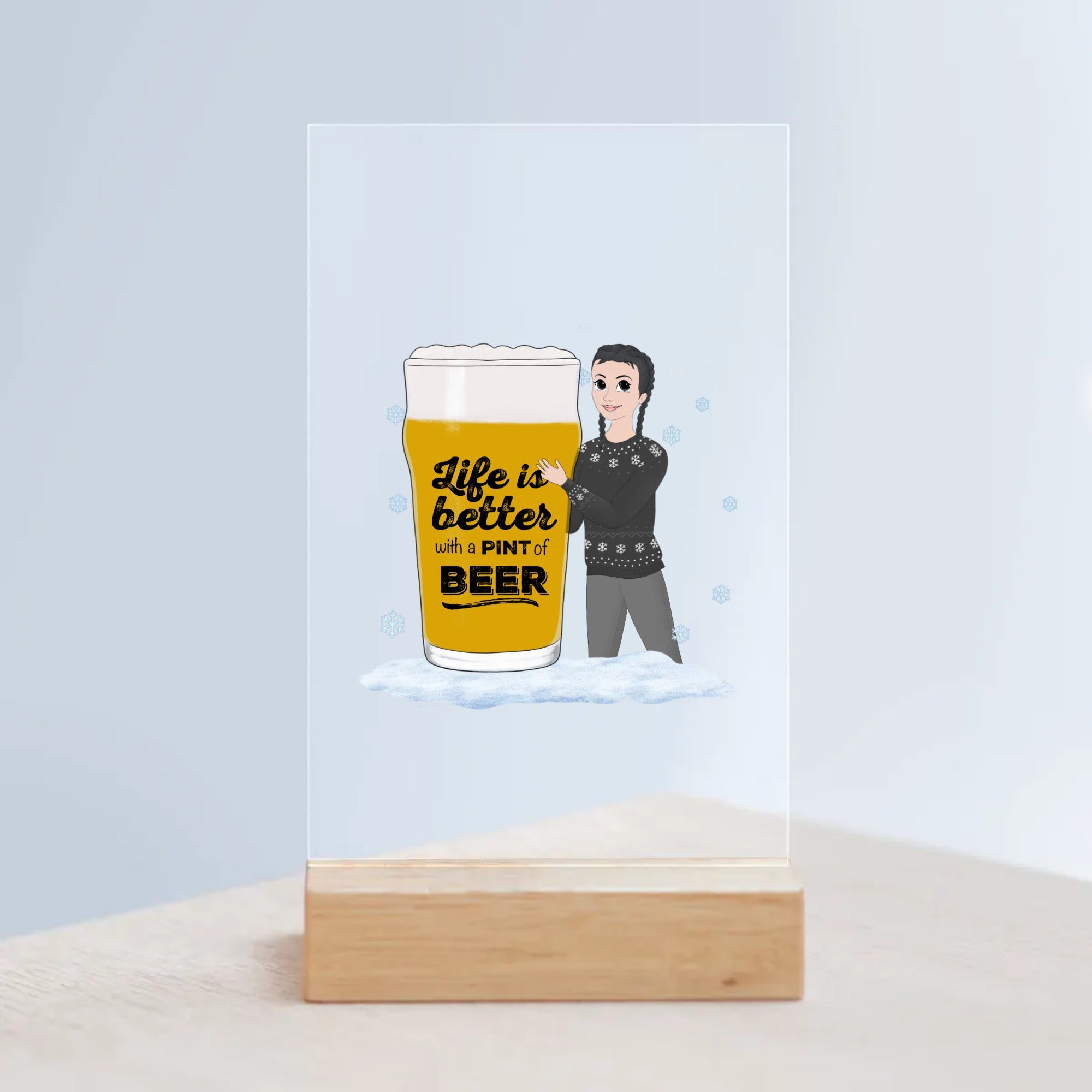 Acrylic Sign with Wooden Stand