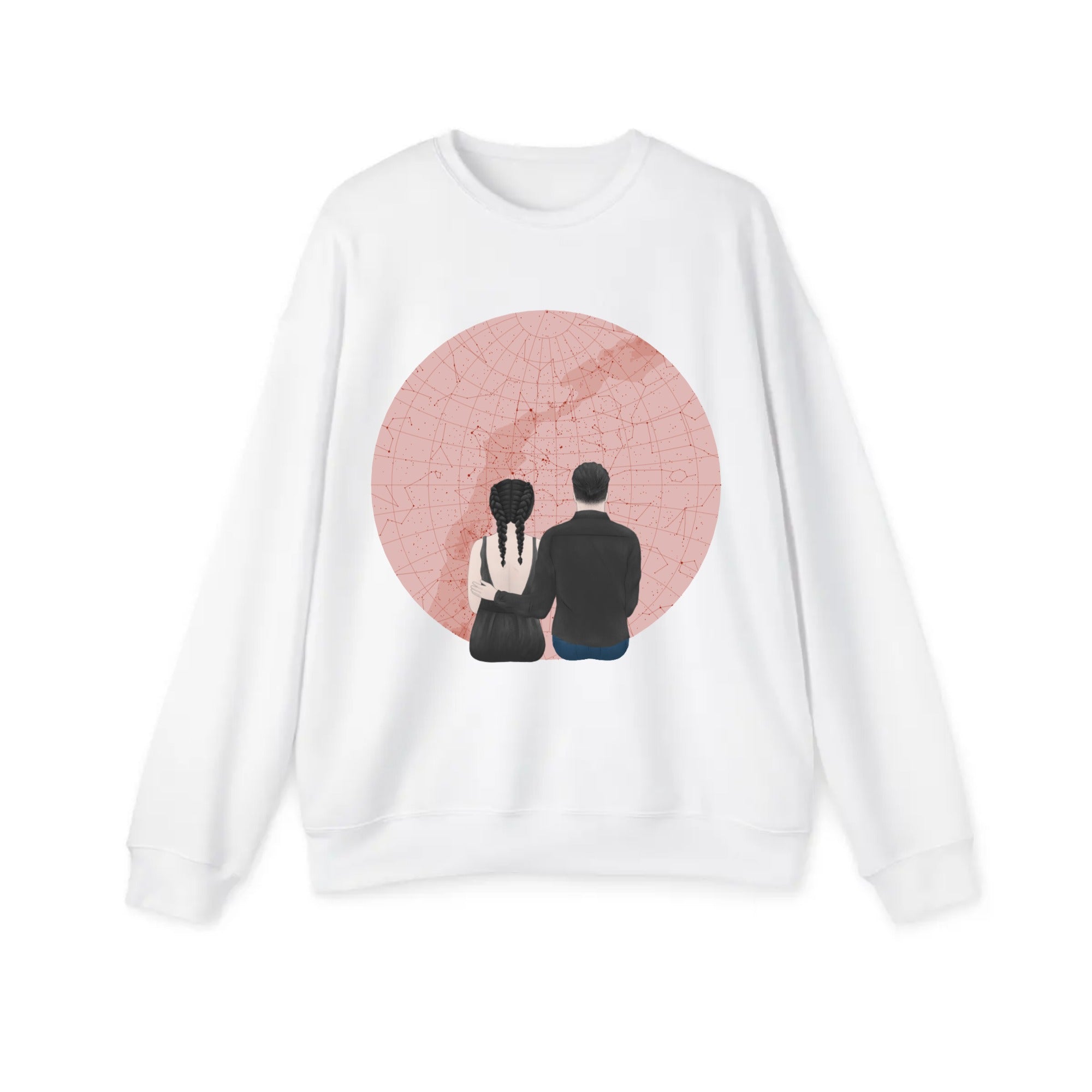 Couple with custom location and title | Unisex Drop Shoulder Sweatshirt