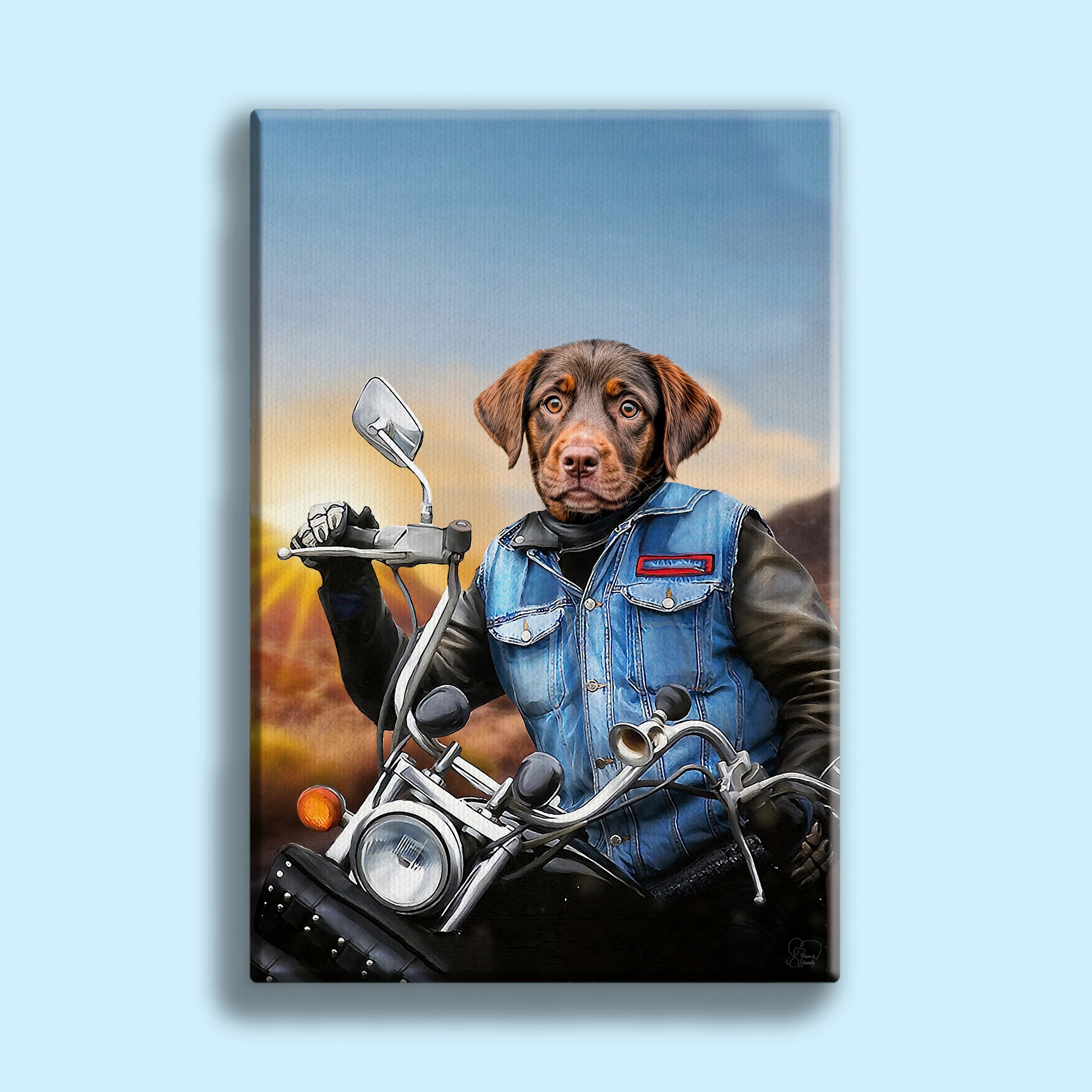 Biker Dog Custom Pet Portrait – Personalized Pet Art Canvas