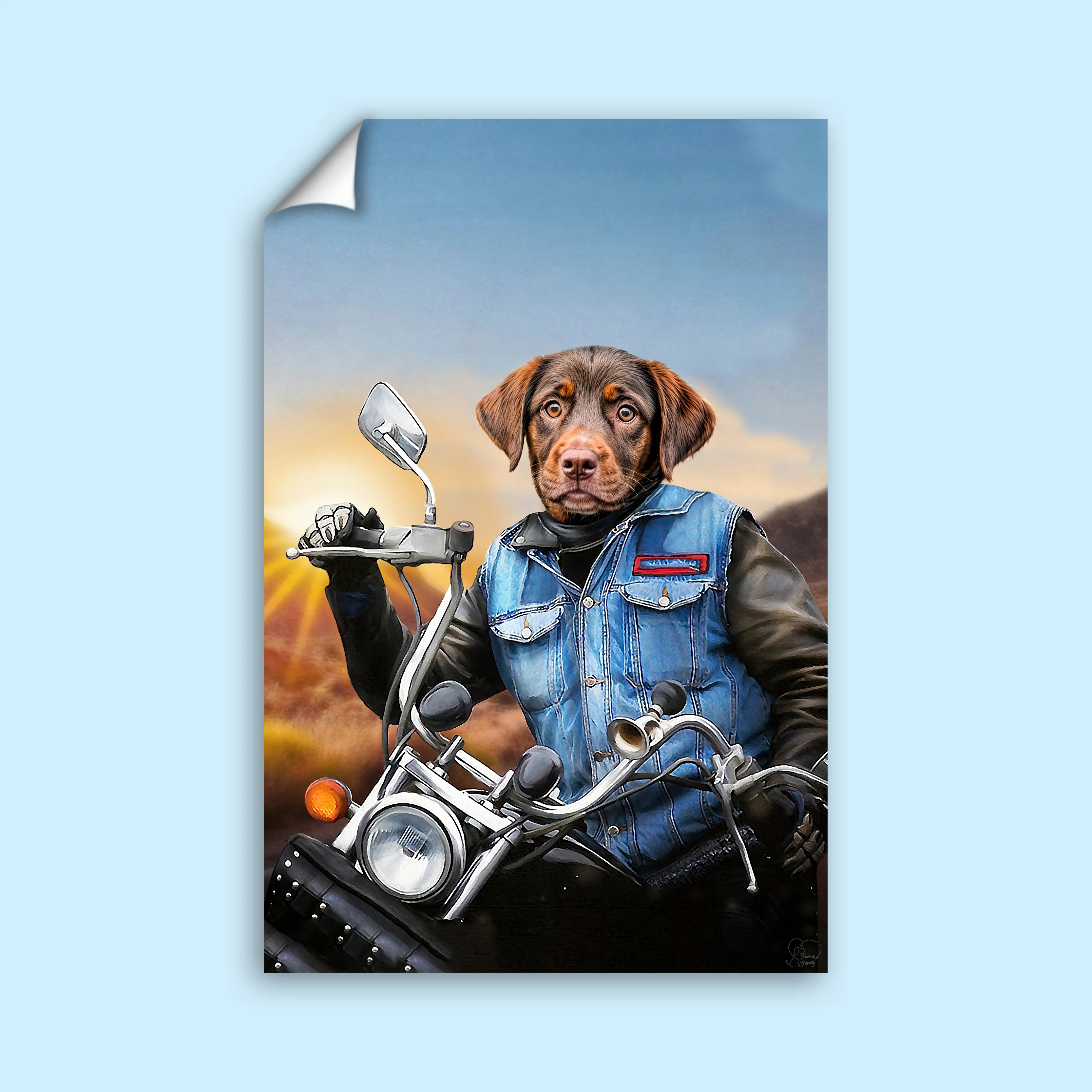 Biker Dog Custom Pet Portrait – Personalized Pet Art Canvas