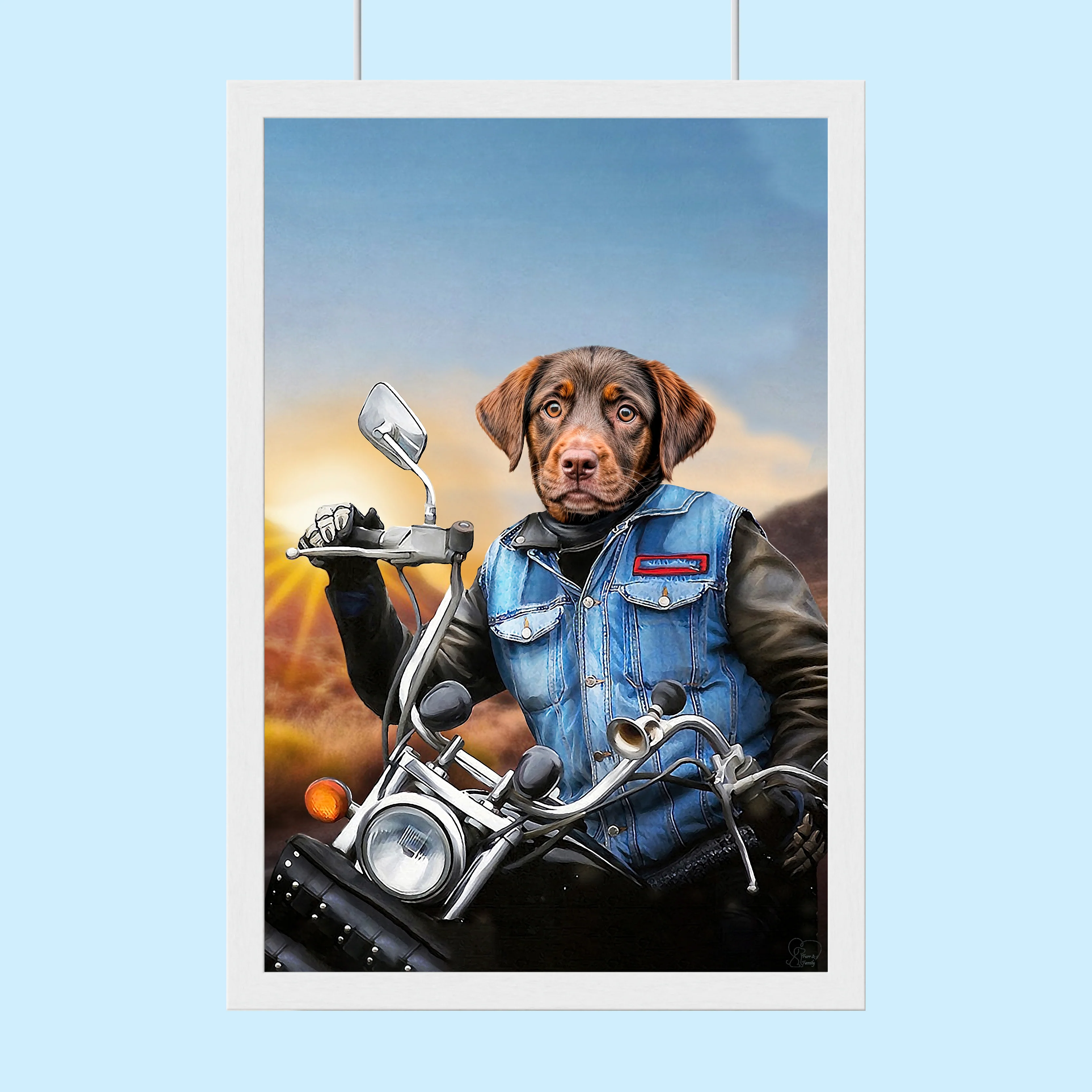 Biker Dog Custom Pet Portrait – Personalized Pet Art Canvas